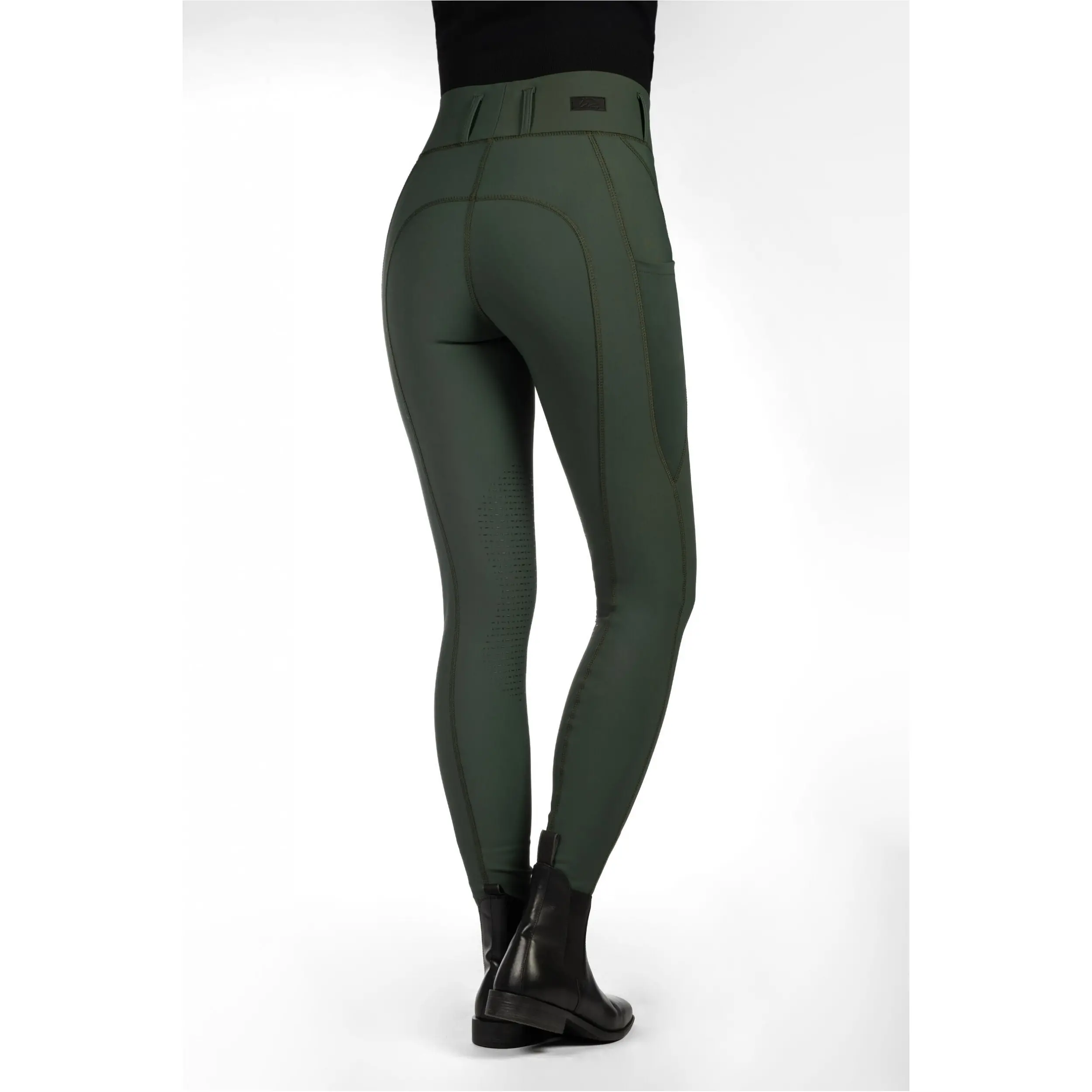 Damen Reitleggings Silikon Kniebesatz JIL HIGH WAIST olivgrün