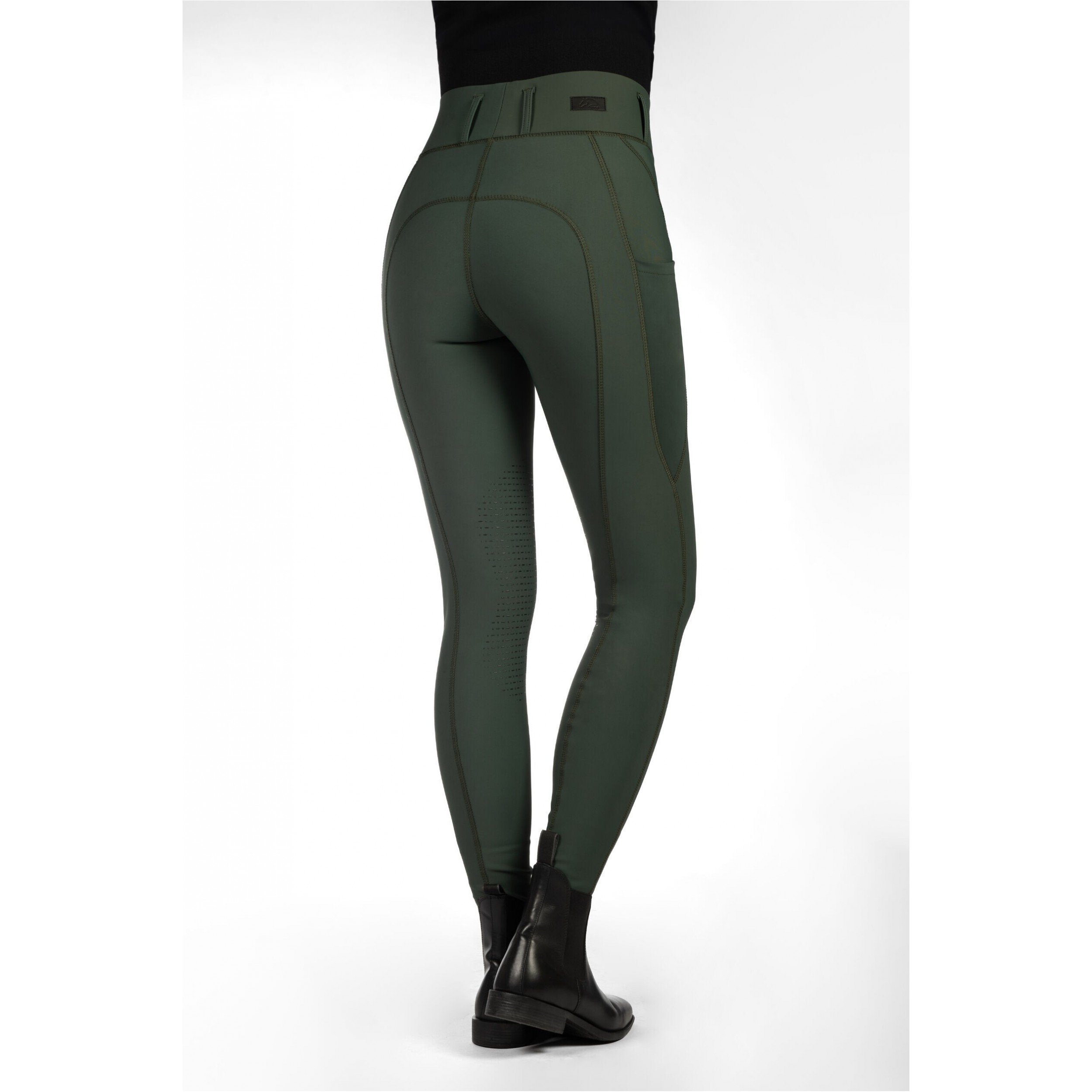 Damen Reitleggings Silikon Kniebesatz JIL HIGH WAIST olivgrün