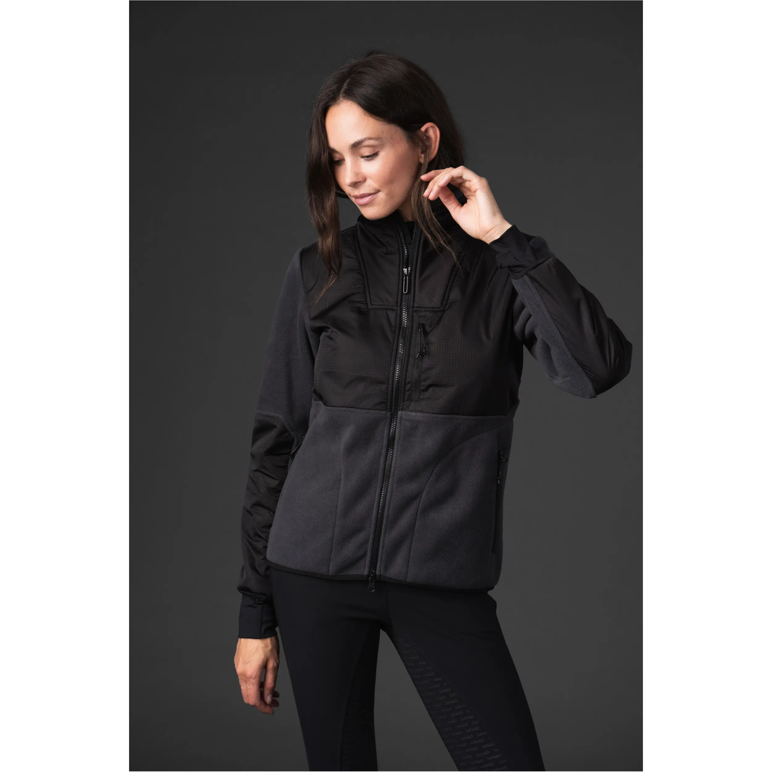 Damen Fleecereitjacke NORMA ZIP asphalt