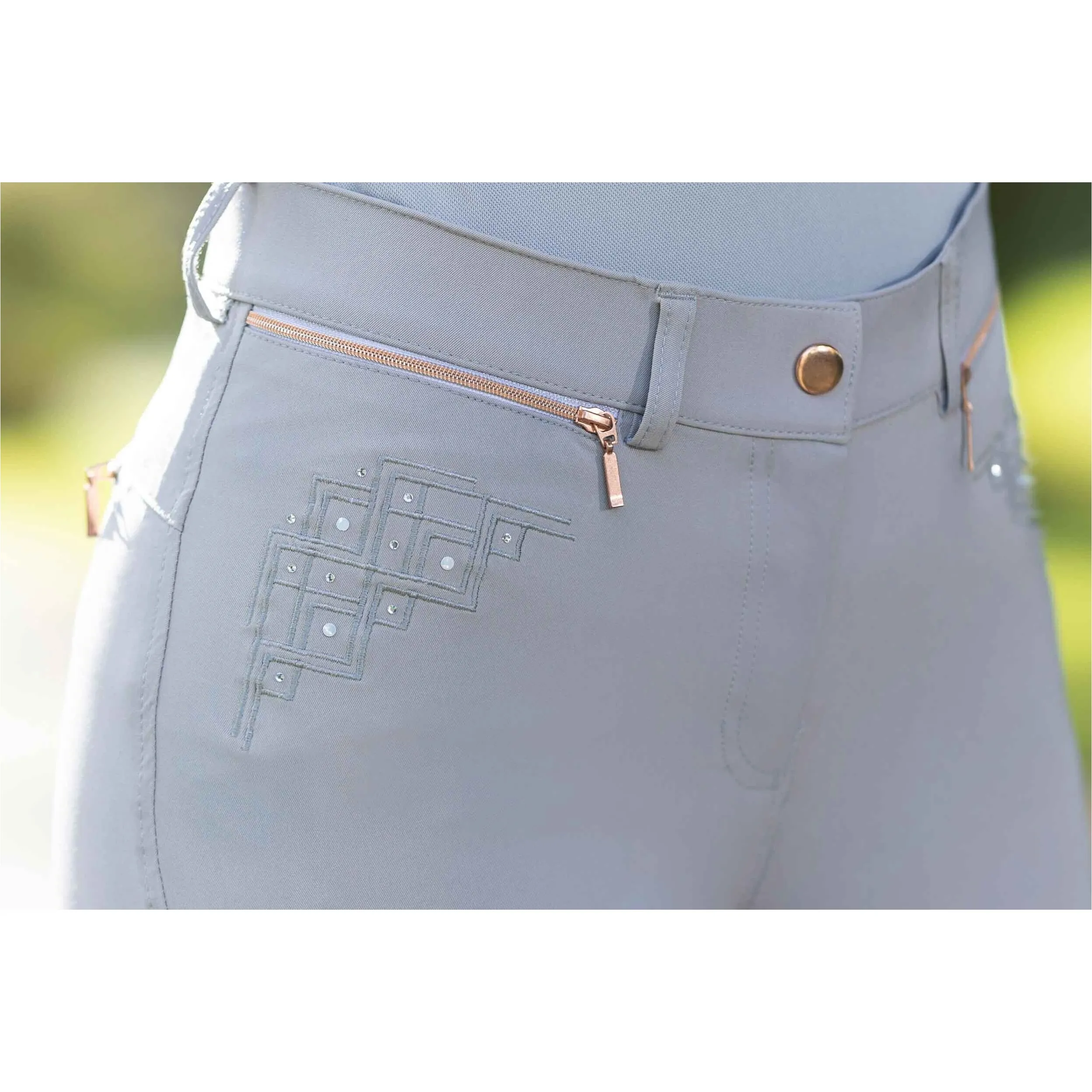 Damen Reithose Silikon Vollbesatz ROSEGOLD SPARKLE STYLE grau/rosegold