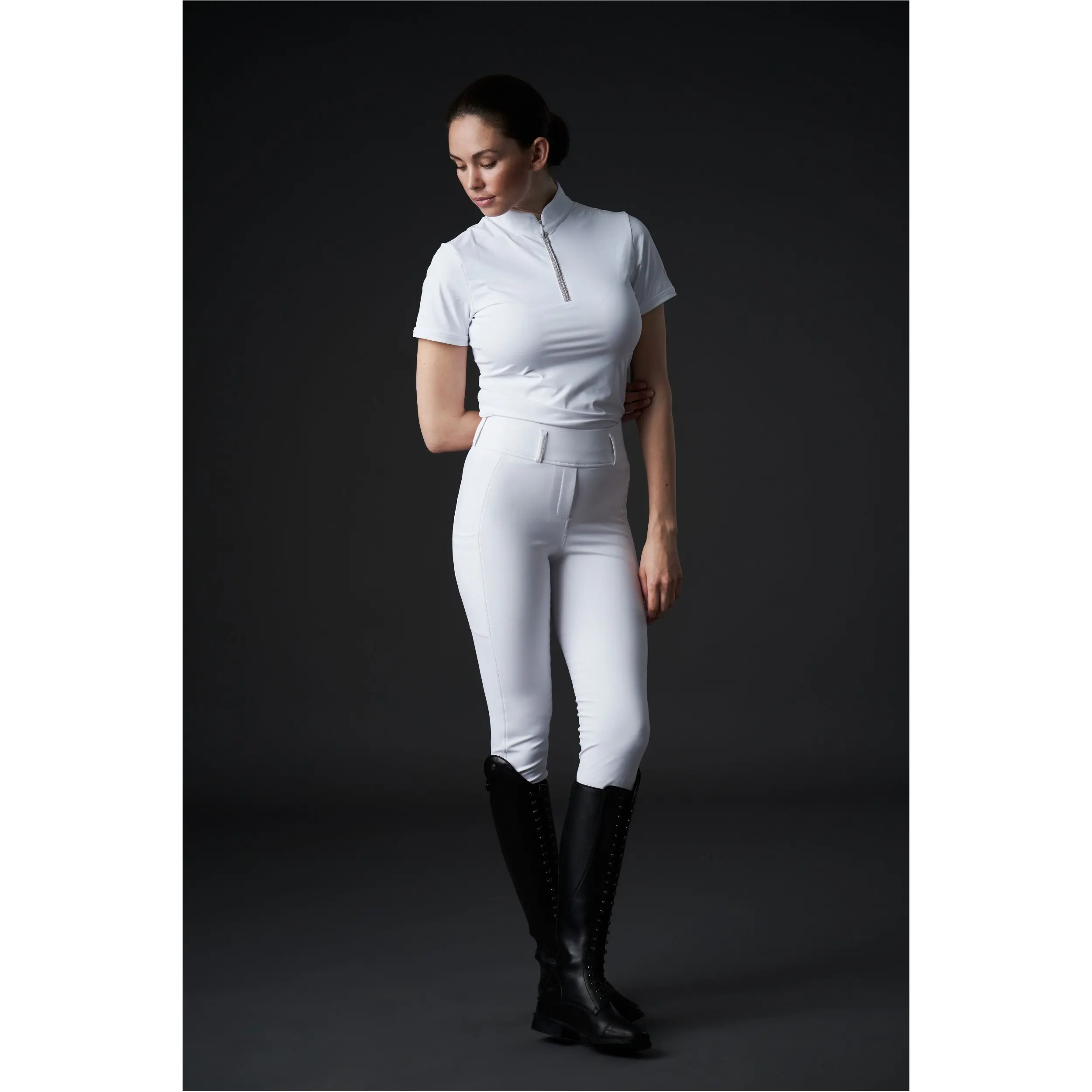 Damen Reitleggings Silikon Vollbesatz RIVER F/G mit Gürtelschlaufen weiß