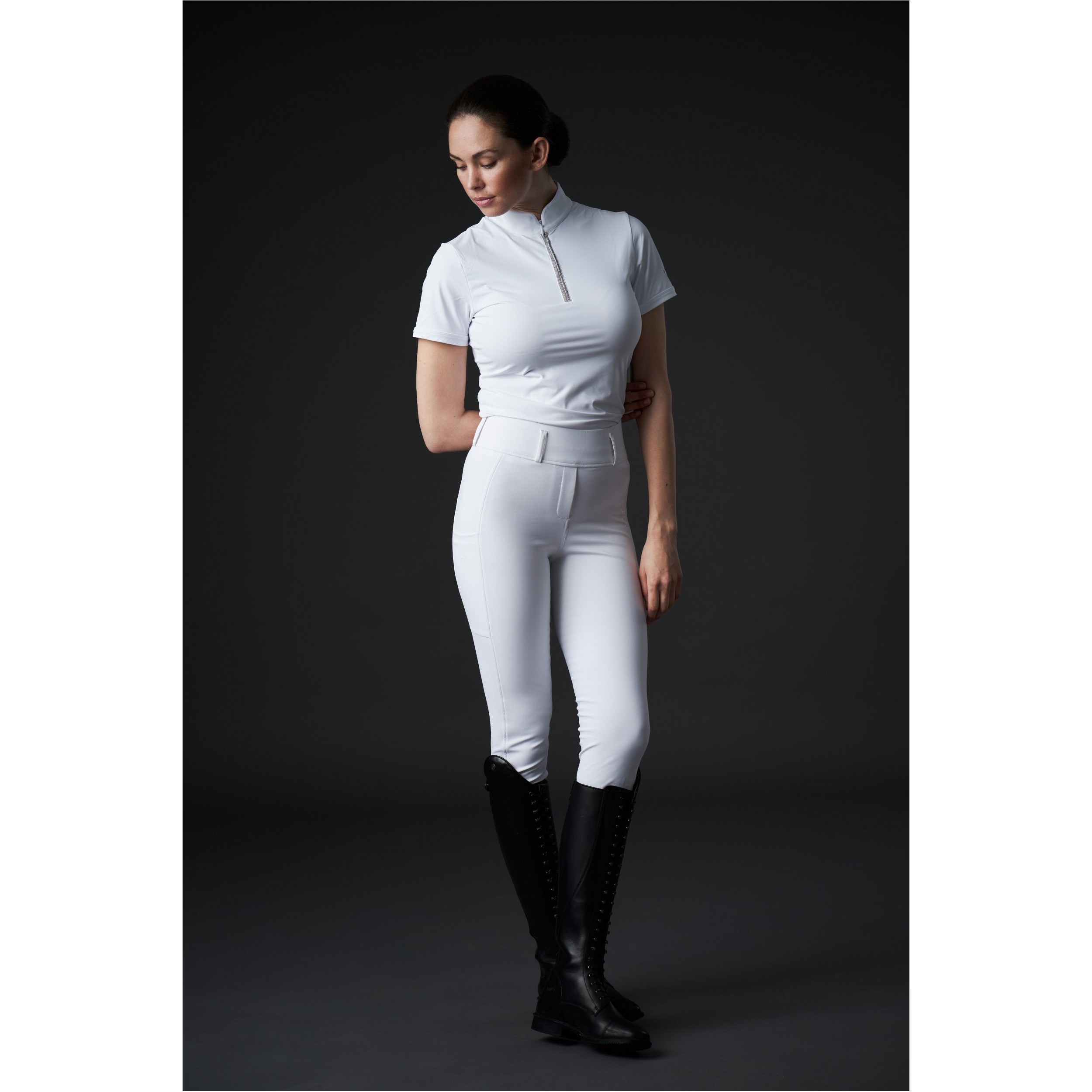 Damen Reitleggings Silikon Vollbesatz RIVER F/G mit Gürtelschlaufen weiß