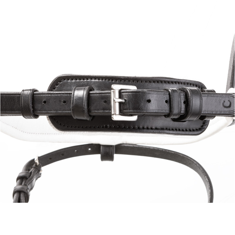 Trensenzaum mit schwedischen Reithalfter FORTUNA schwarz lack/weiß