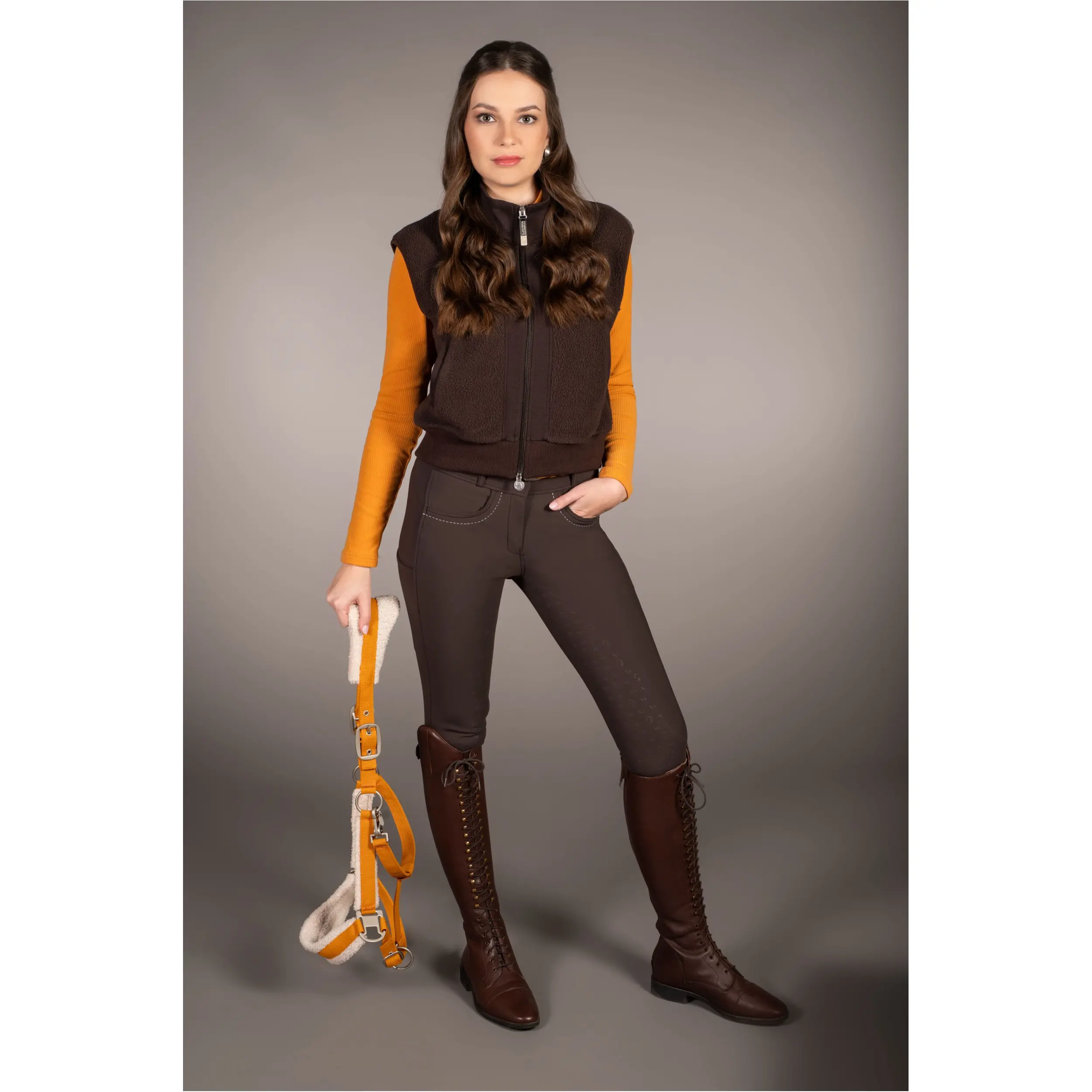 Winter Damen Weste AREZZO TEDDY dunkelbraun