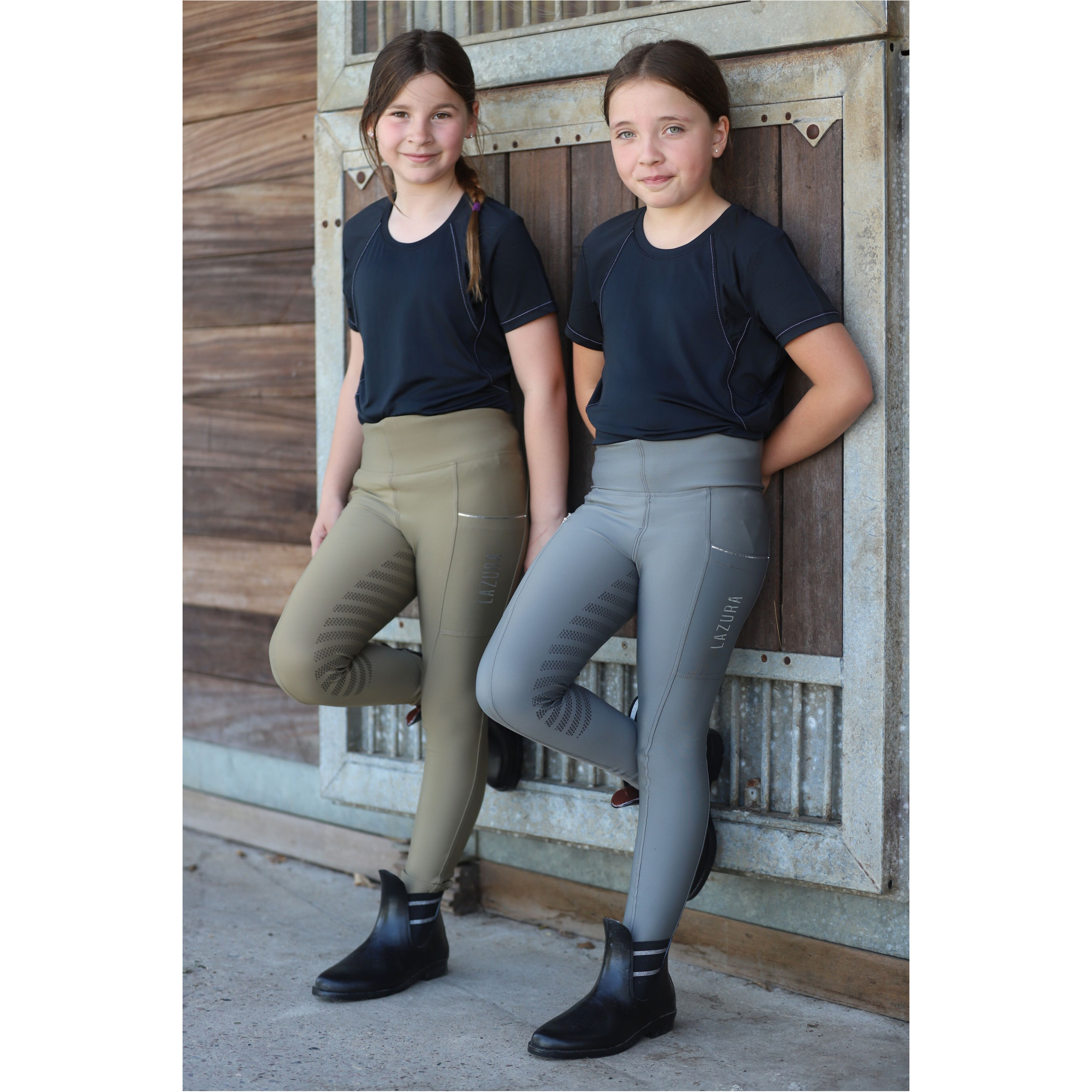Kinder Reitleggings Silikon Vollbesatz FENJA stone