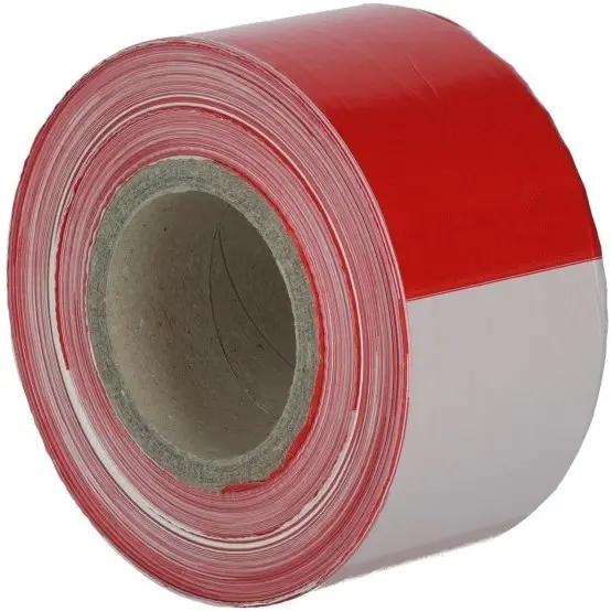 Folien Absperrband geblockt Abrollbox rot/weiß Folien Absperrband geblockt Abrollbox rot/weiß