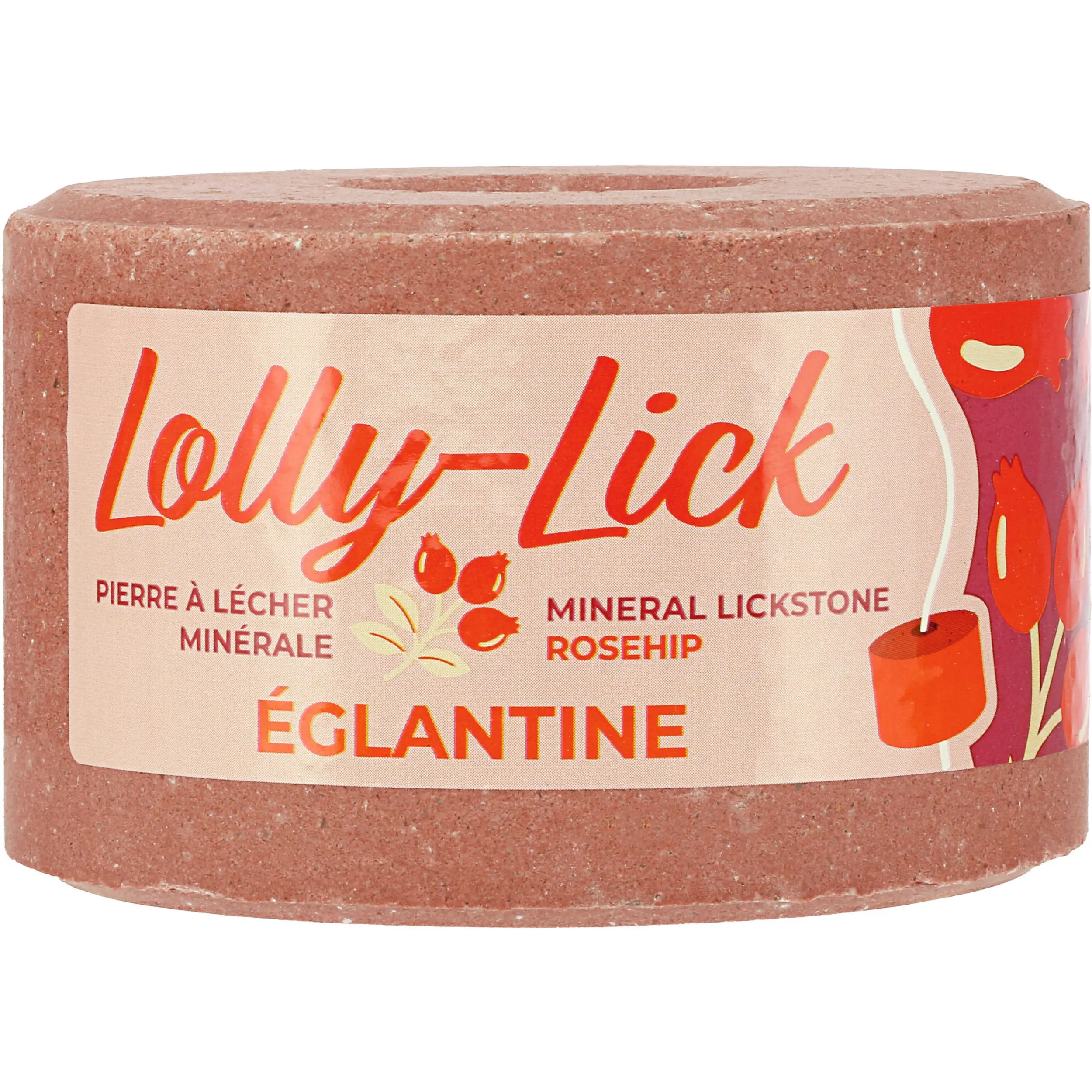 Salzleckstein LOLLY-LICK mit Hagebutte Heckenrose 700g Salzleckstein LOLLY-LICK mit Hagebutte Heckenrose 700g