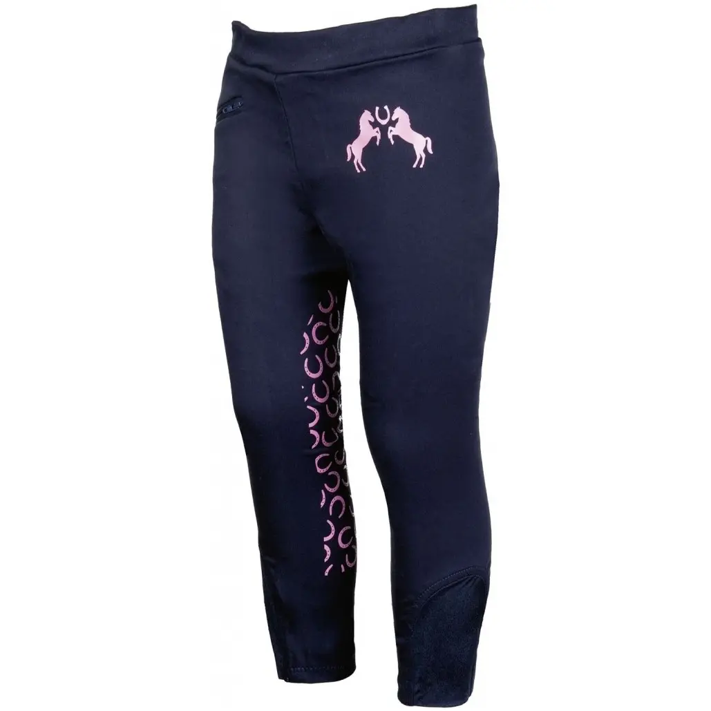 Kinder Reithose Silikon Kniebesatz PINK PONY dunkelblau