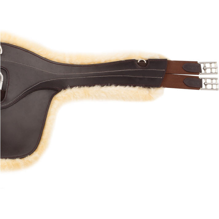 Sattelgurt Lammfell mit Bauchlatz und Elast EXCELLENCE braun