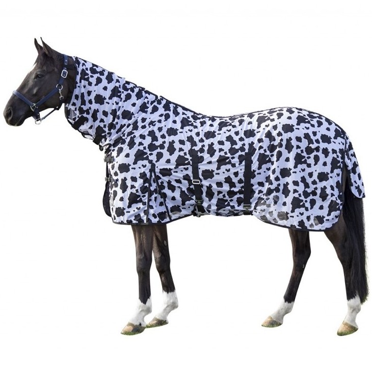Fliegendecke mit Halsteil COW schwarz/weiß
