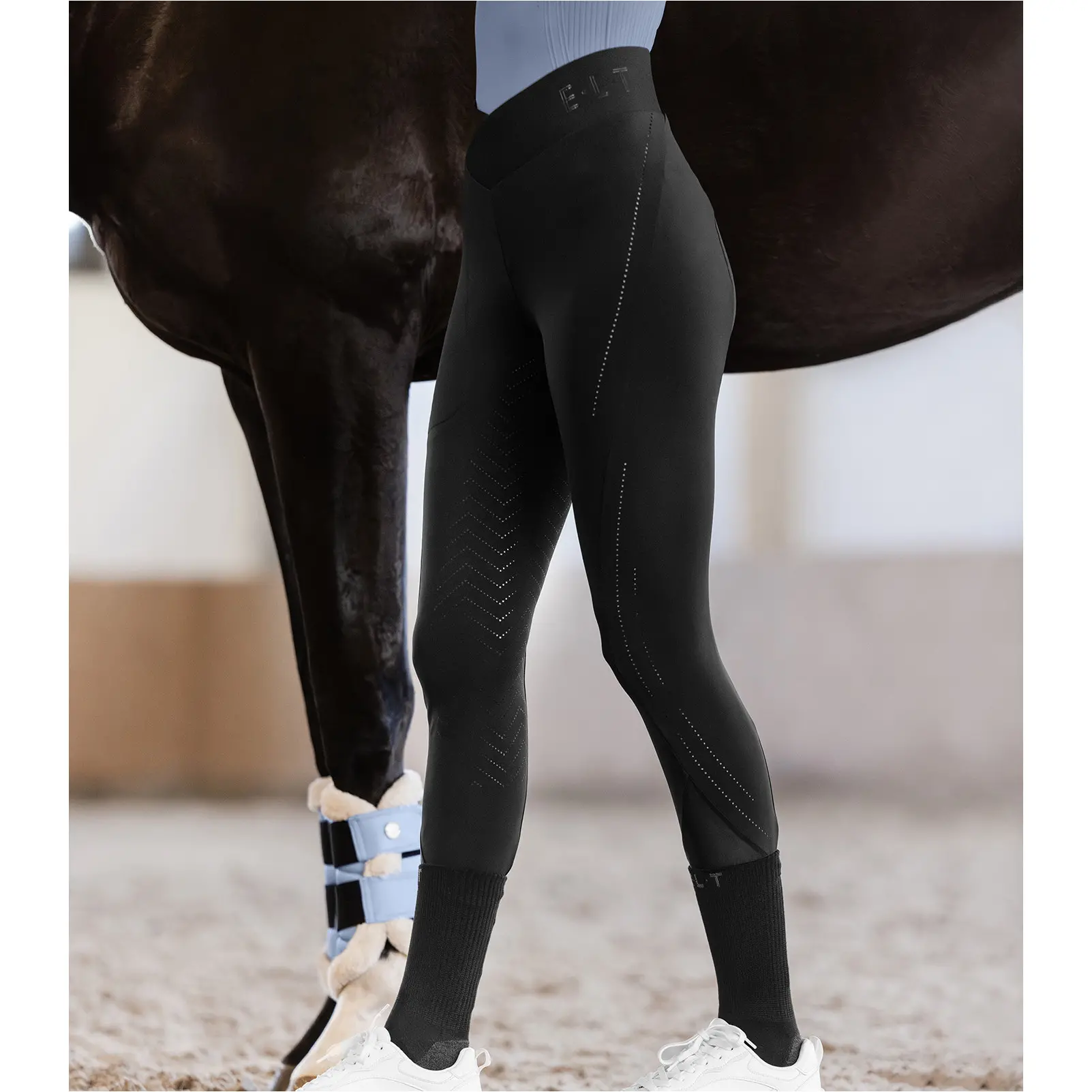 Sommer Damen Reitleggings Silikon Vollbesatz PIA schwarz