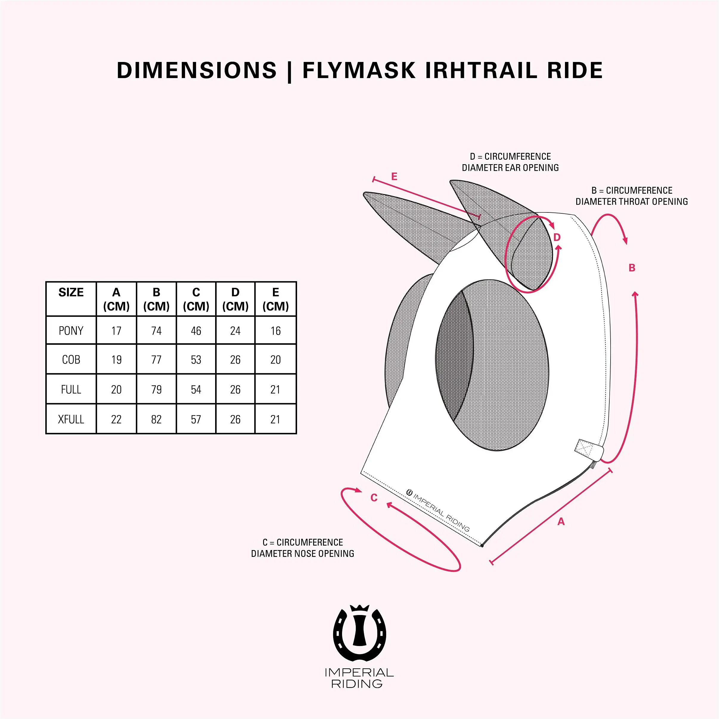Fliegenmaske mit Nasenschutz IRHTrail ride pink