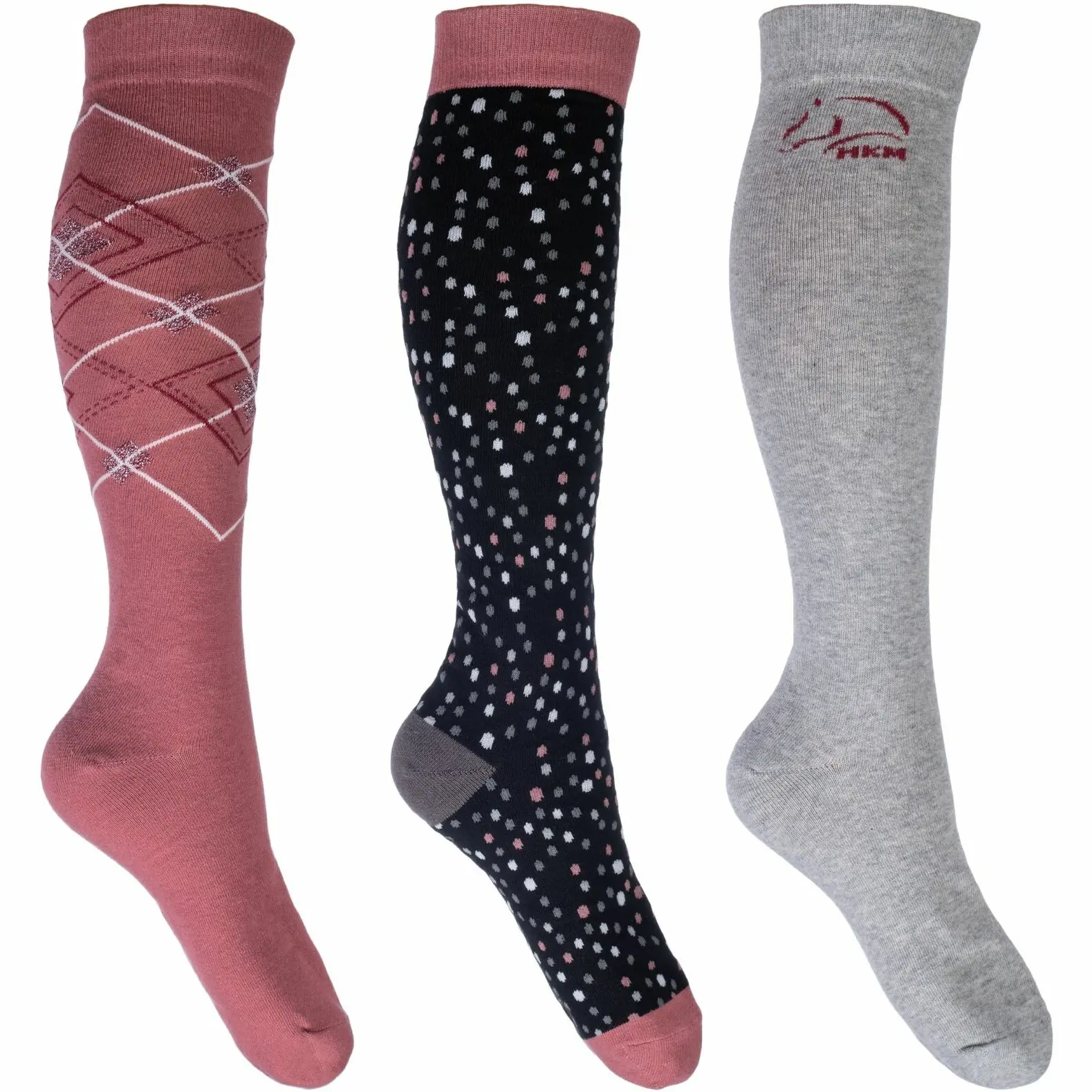 Damen Reitsocken (3er Set) COLORADO schwarz/rot