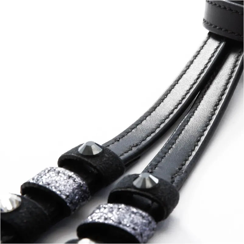 Sporenriemen GREY mit Strass schwarz/grau 40,5cm