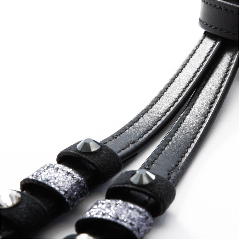 Sporenriemen GREY mit Strass schwarz/grau 40,5cm