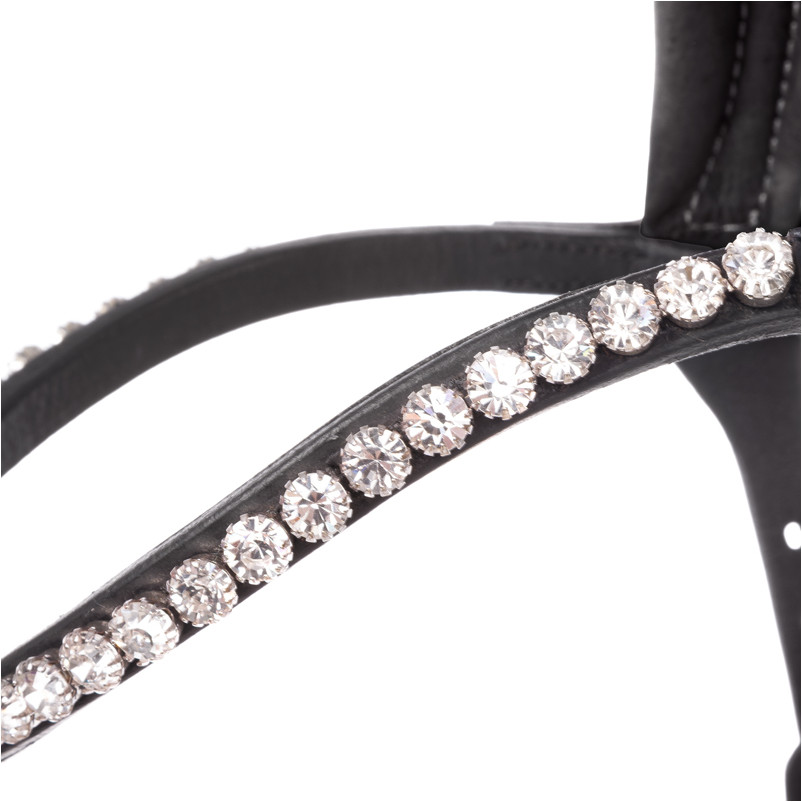 Trensenzaum englisch kombiniert CALIANO CERRA Leder geölt schwarz/silber