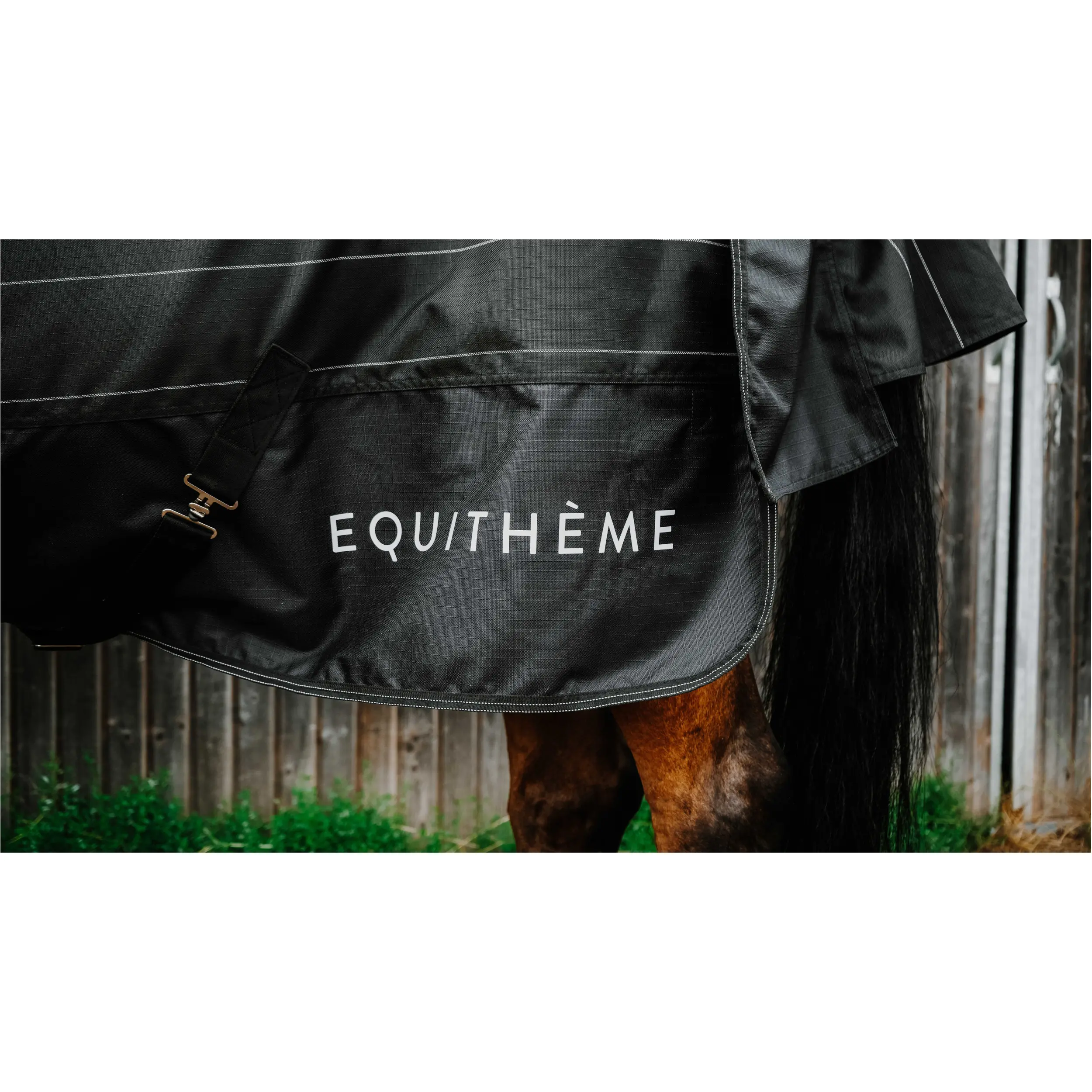 Regendecke reflektierend 600D TYREX Lumin EquiTheme schwarz