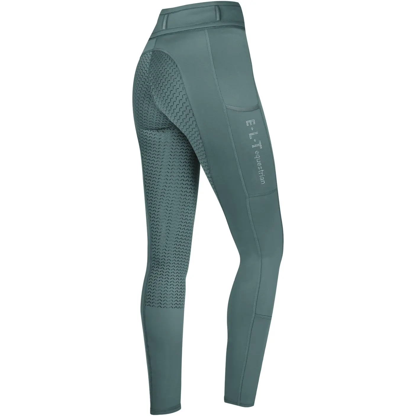 Damen Silikon Vollbesatz Reitleggings ELLA GLAM piniengrün 