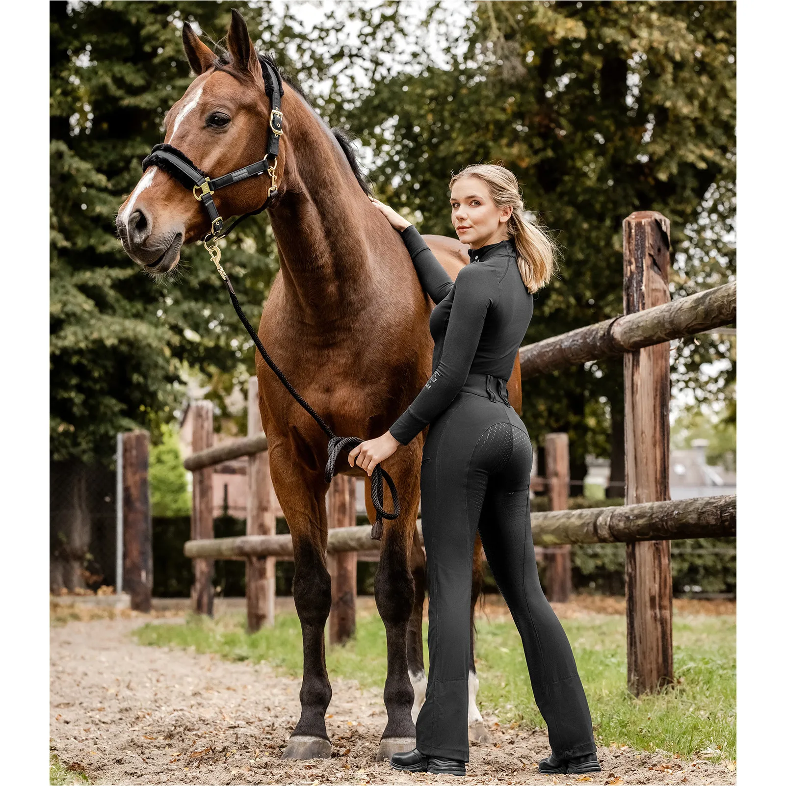Damen Performance Jodhpur Reithose Silikon Vollbesatz ODELIA schwarz