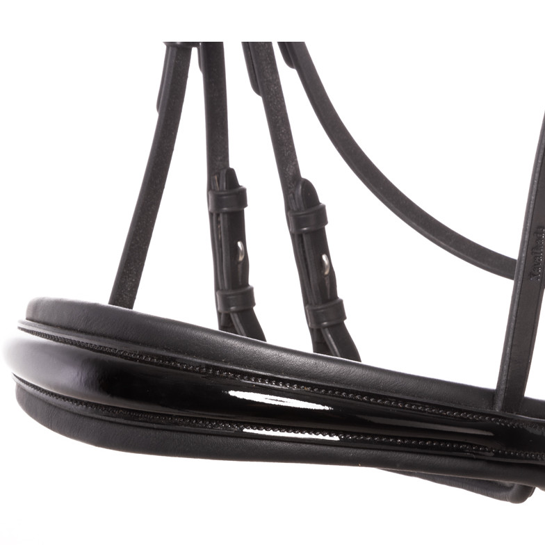 Kandarenzaum mit schwedischen Reithalfter SELINA schwarz lack/schwarz