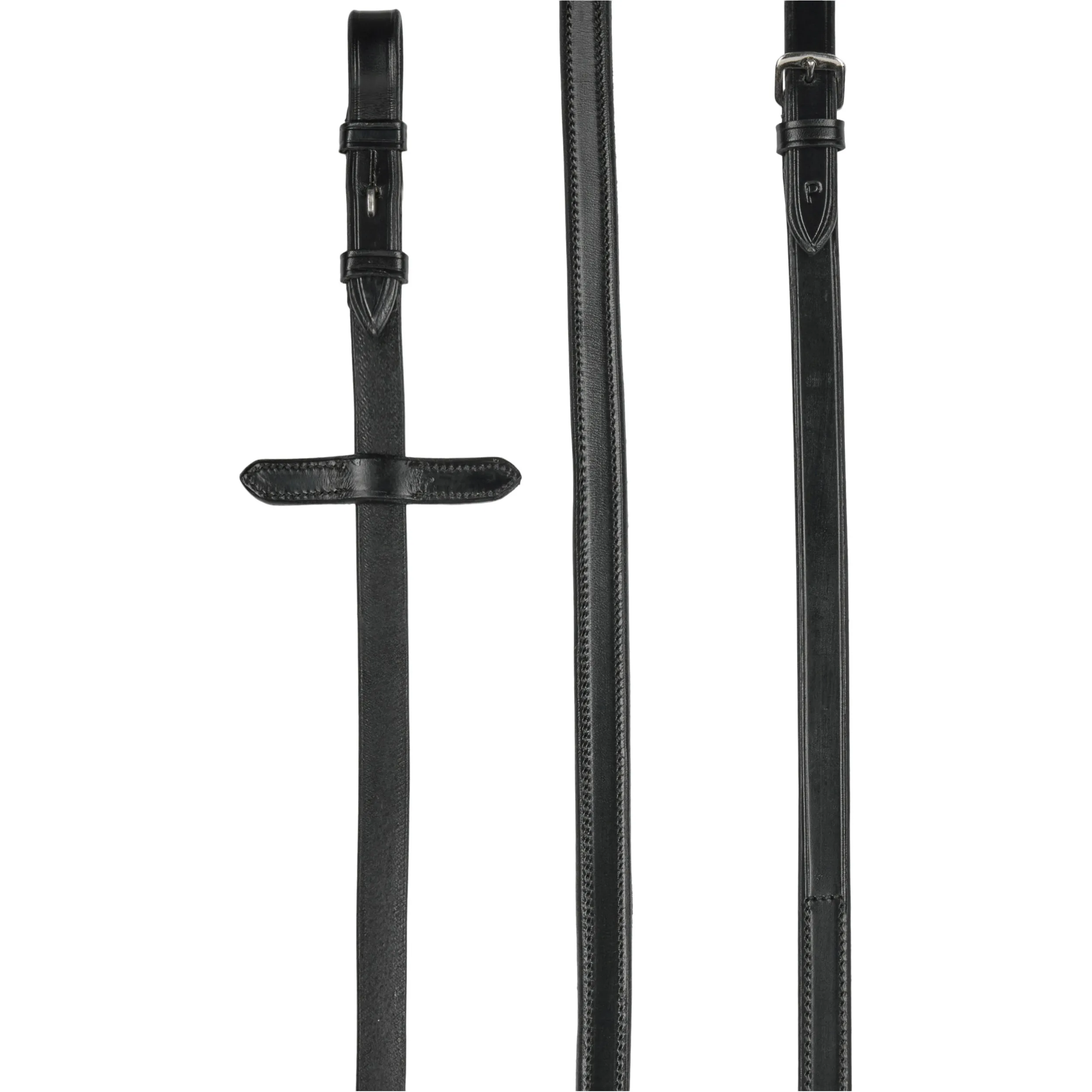 Lederzügel mit gummierter Seite schwarz