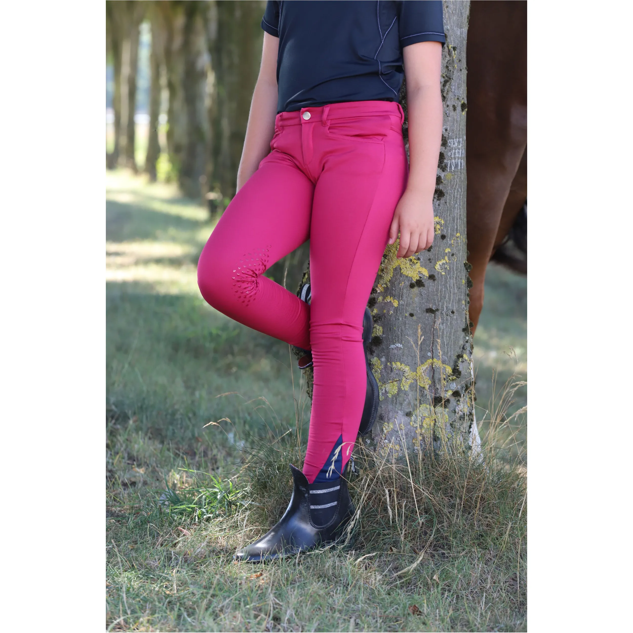 Kinder Reithose Silikon Kniebesatz COMFY cranberry