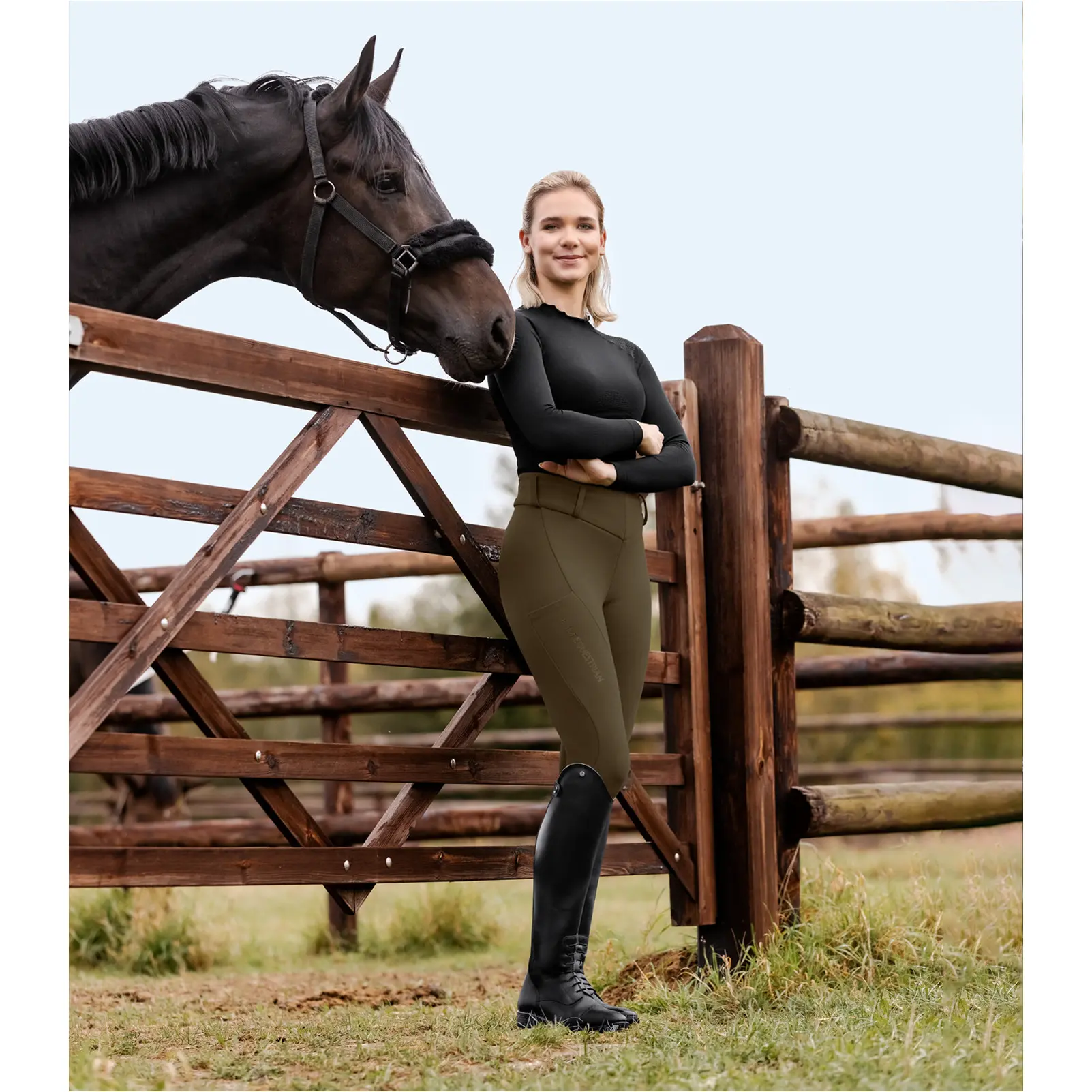 Damen Thermo Reitleggings Silikon Vollbesatz RENA grünbraun Damen Thermo Reitleggings Silikon Vollbesatz RENA grünbraun