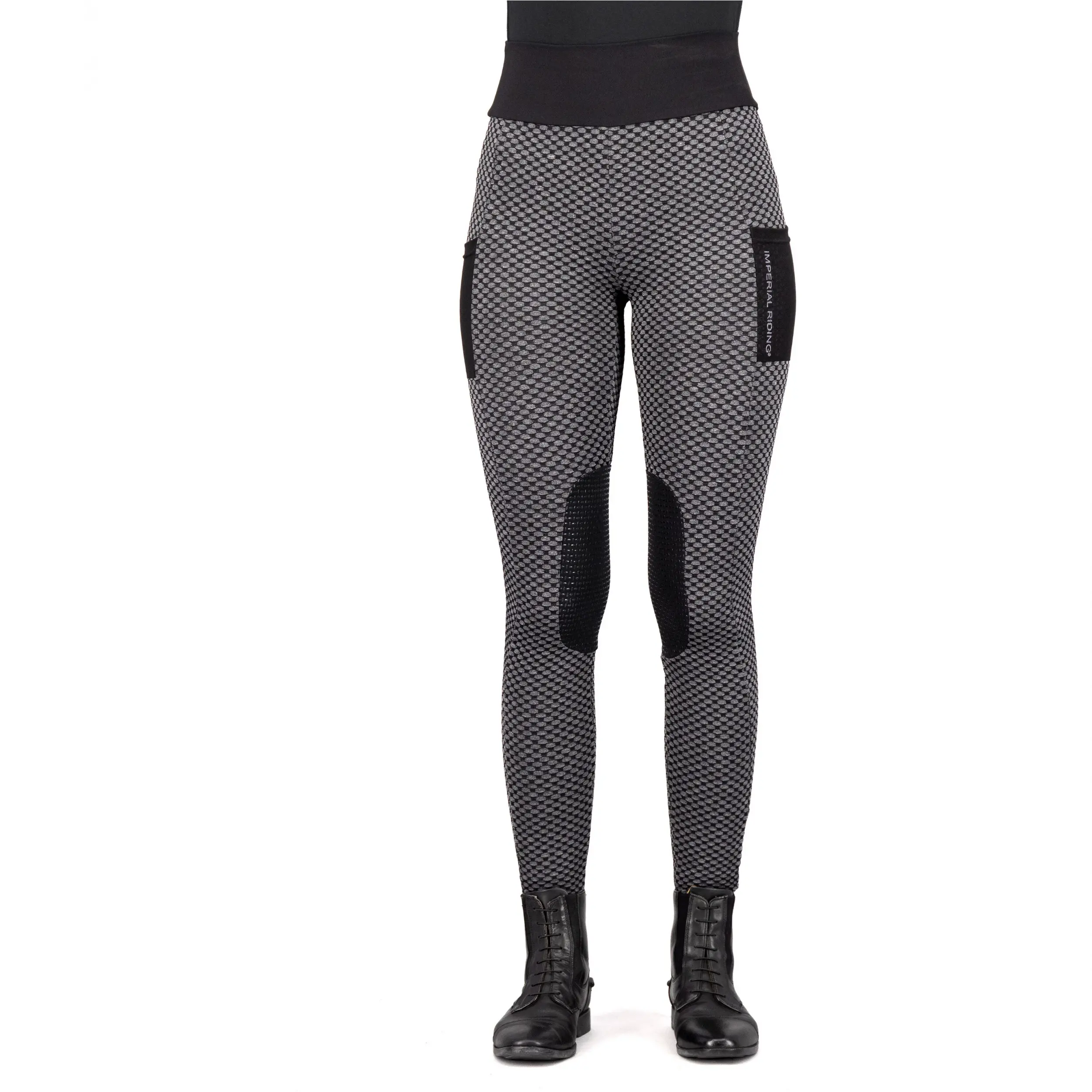 Damen Reitleggings Silikon Kniebesatz IRHDiamond Bubble schwarz