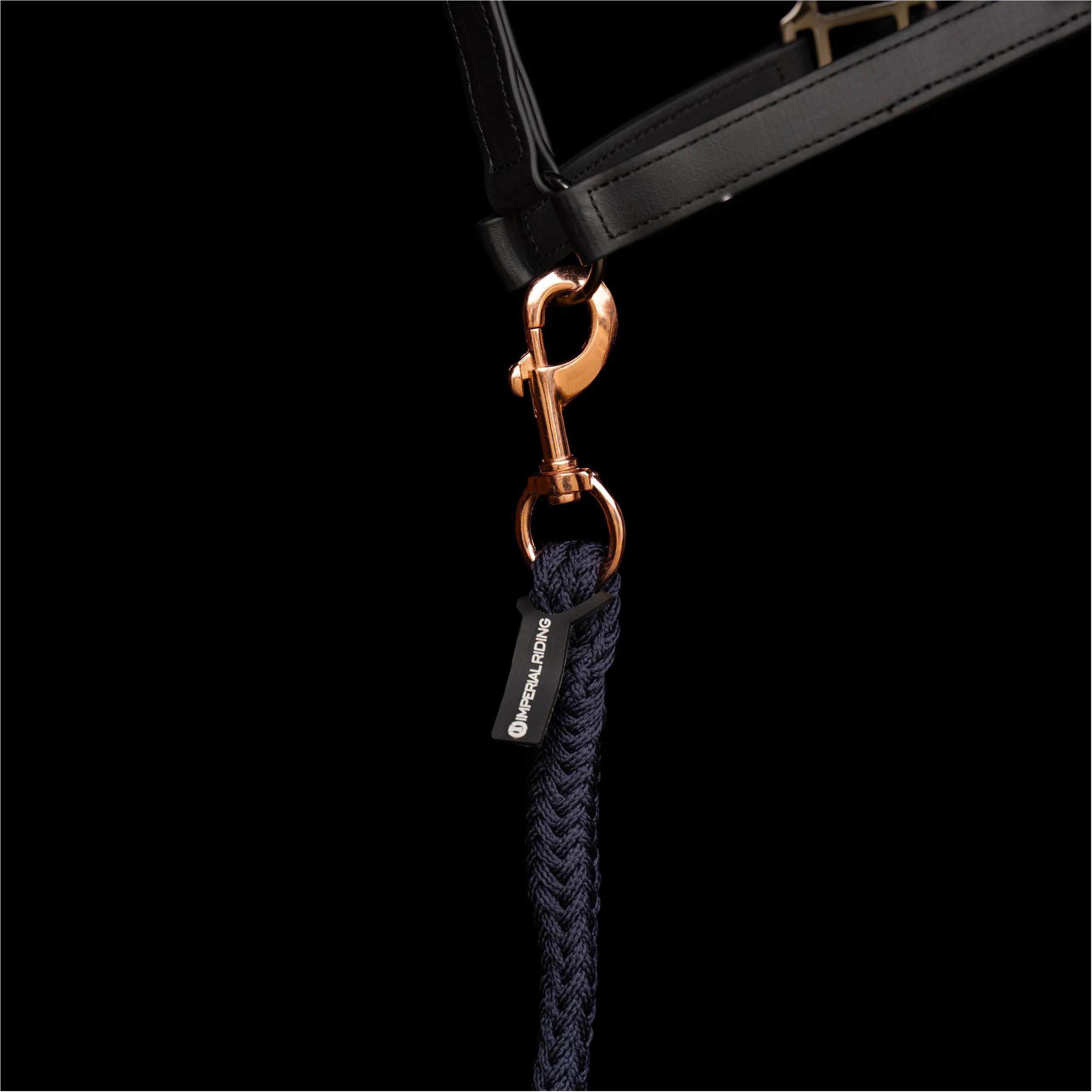 Führstrick mit Karabinerhaken IRHClassic navy/rosegold