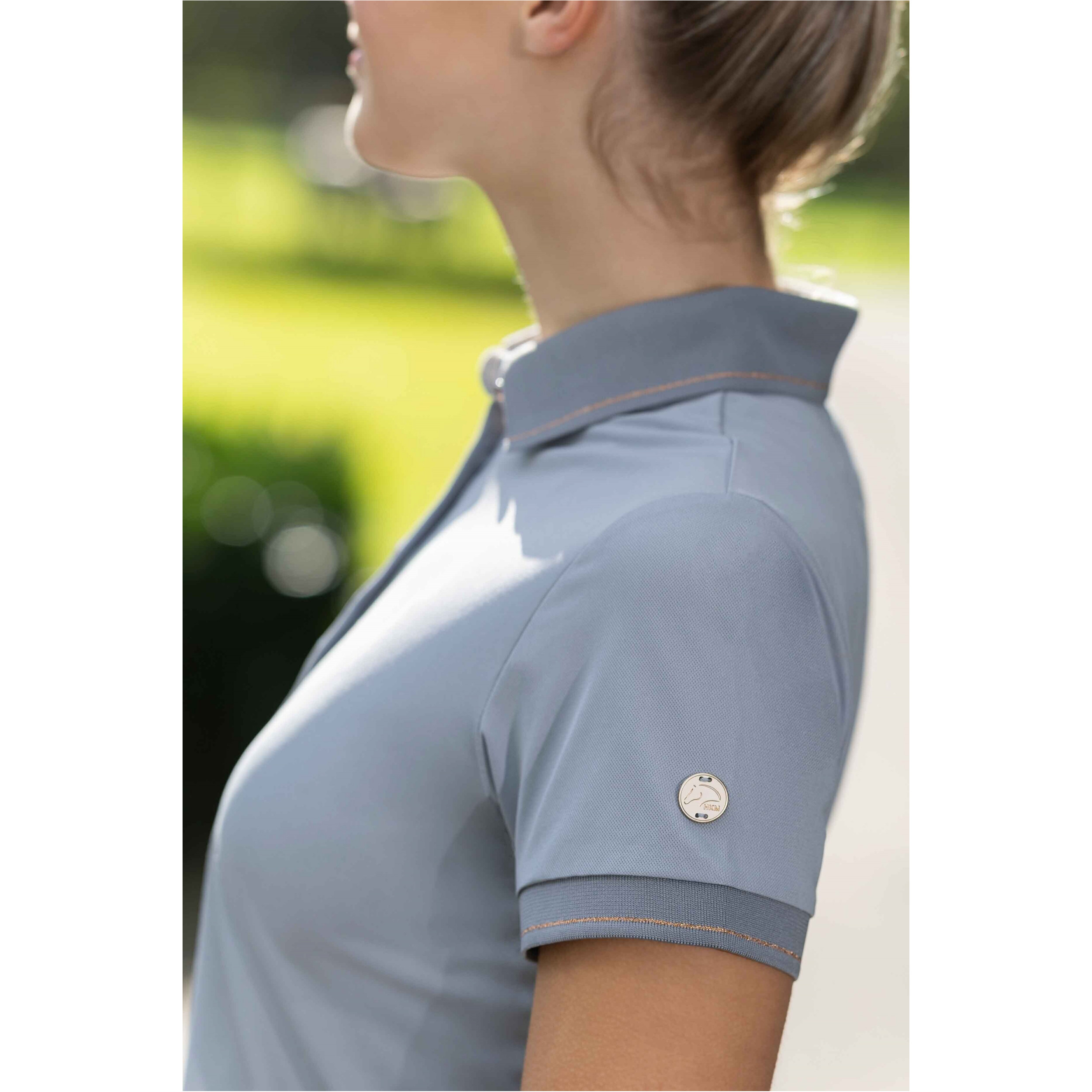 Damen Poloshirt ROSEGOLD GLAMOUR STYLE grau/rosegold