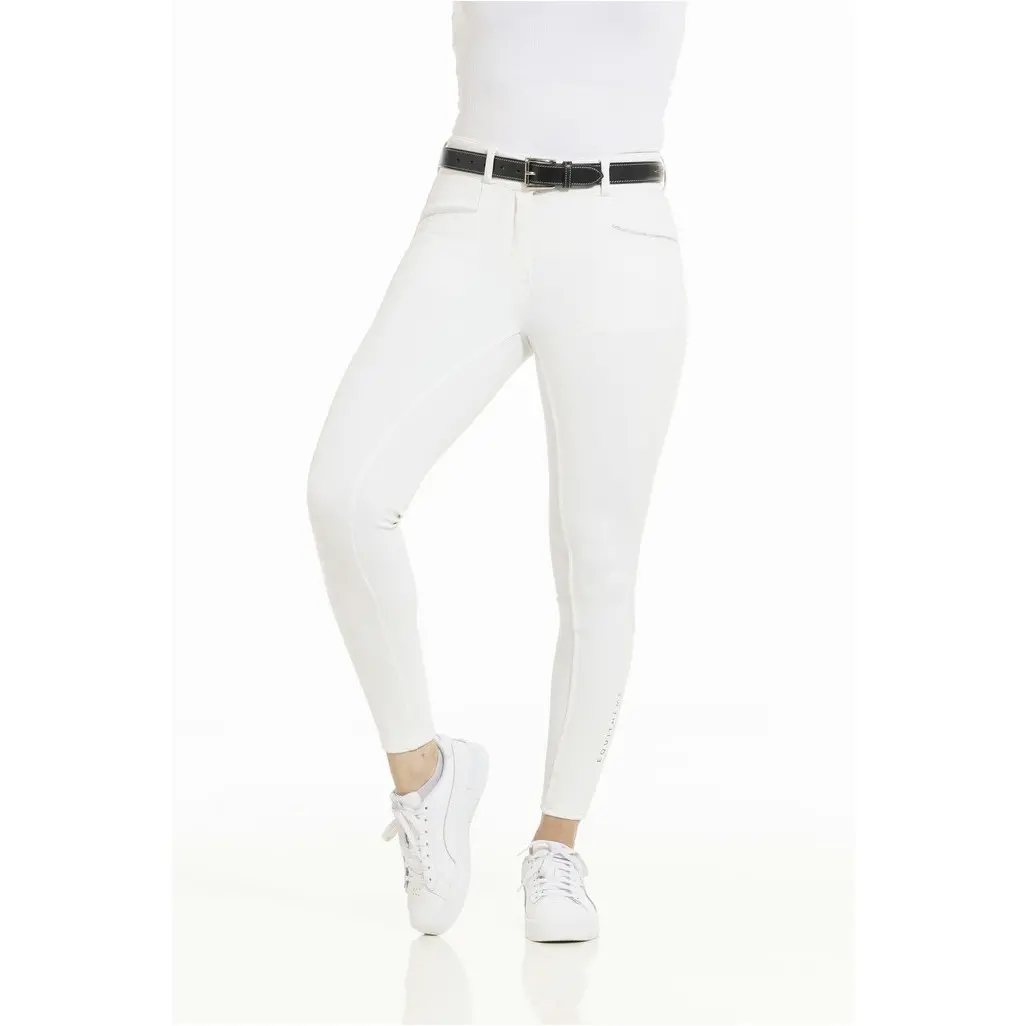 Sommer Damen Reithose Silikon Vollbesatz CLAUDINE Mesh weiß