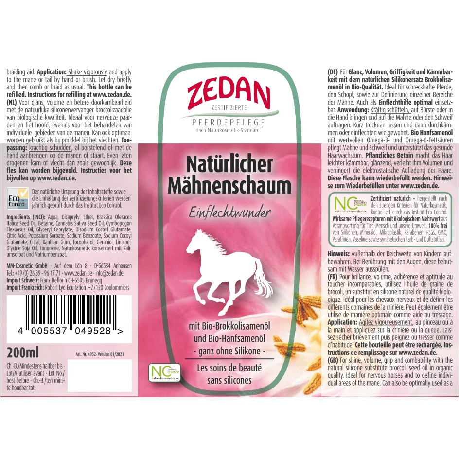 Natürlicher Mähnenschaum Einflechtwunder 200ml