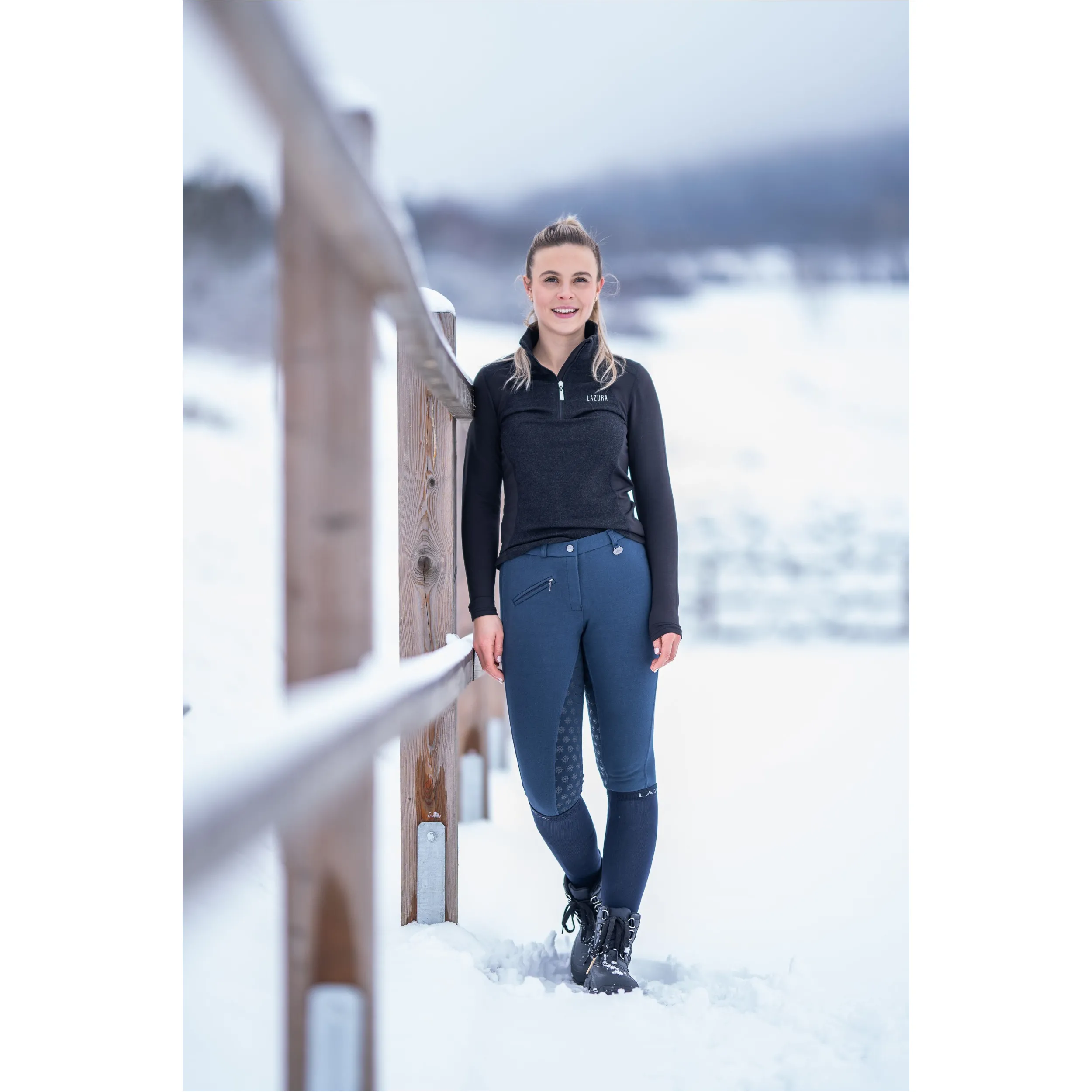 Winter Damen Reithose Silikon Vollbesatz COMFORT nachtblau