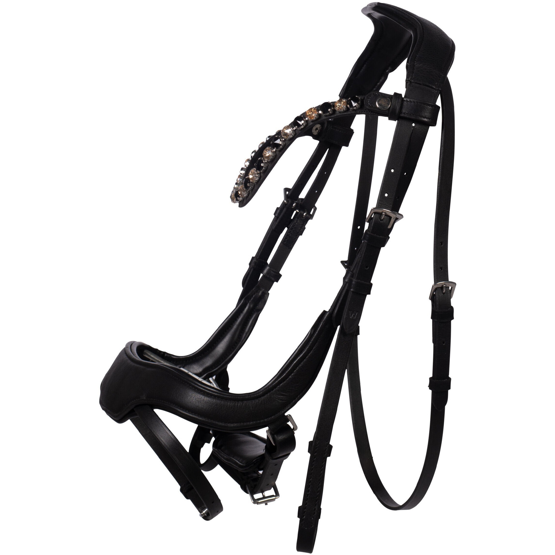 Trensenzaum anatomisch mit schwedischem Reithalfter MILA schwarz Trensenzaum anatomisch mit schwedischem Reithalfter MILA schwarz