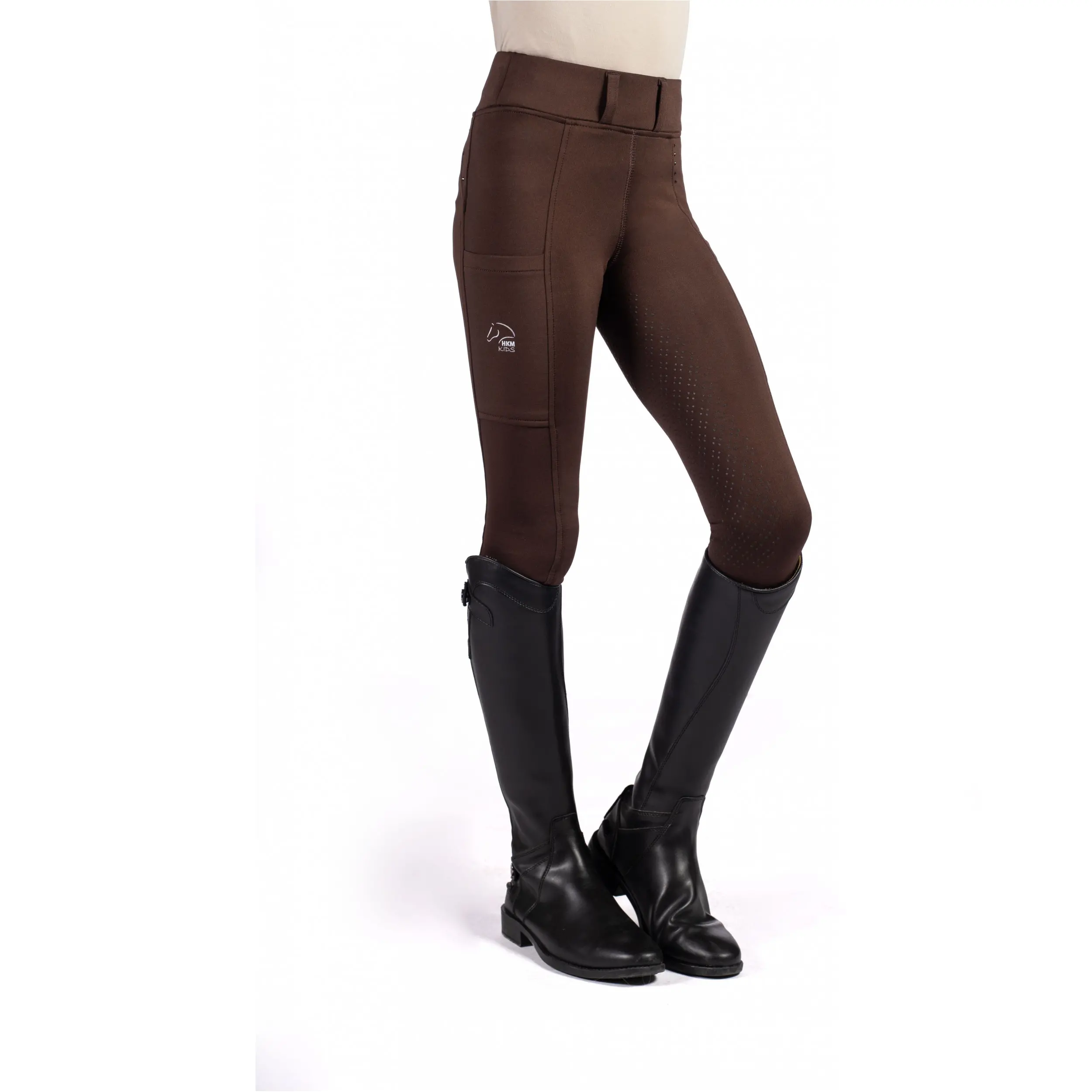 Kinder Reitleggings Silikon Vollbesatz LANA II STYLE dunkelbraun