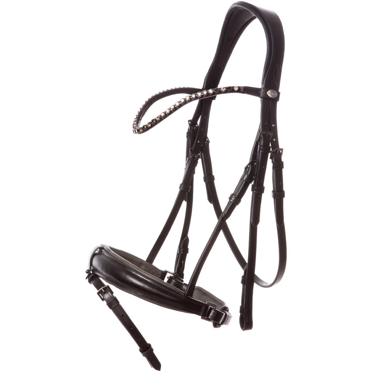 Trensenzaum mit schwedischen Reithalfter GREY schwarz