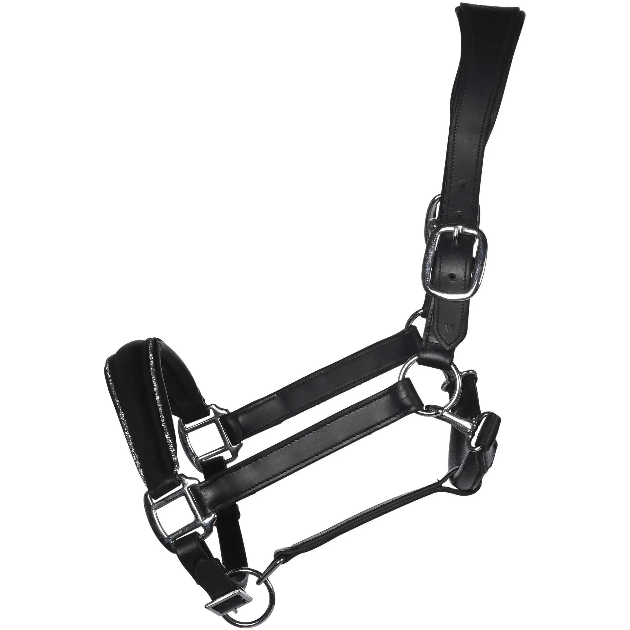 Lederhalfter GLAMOUR schwarz/silber