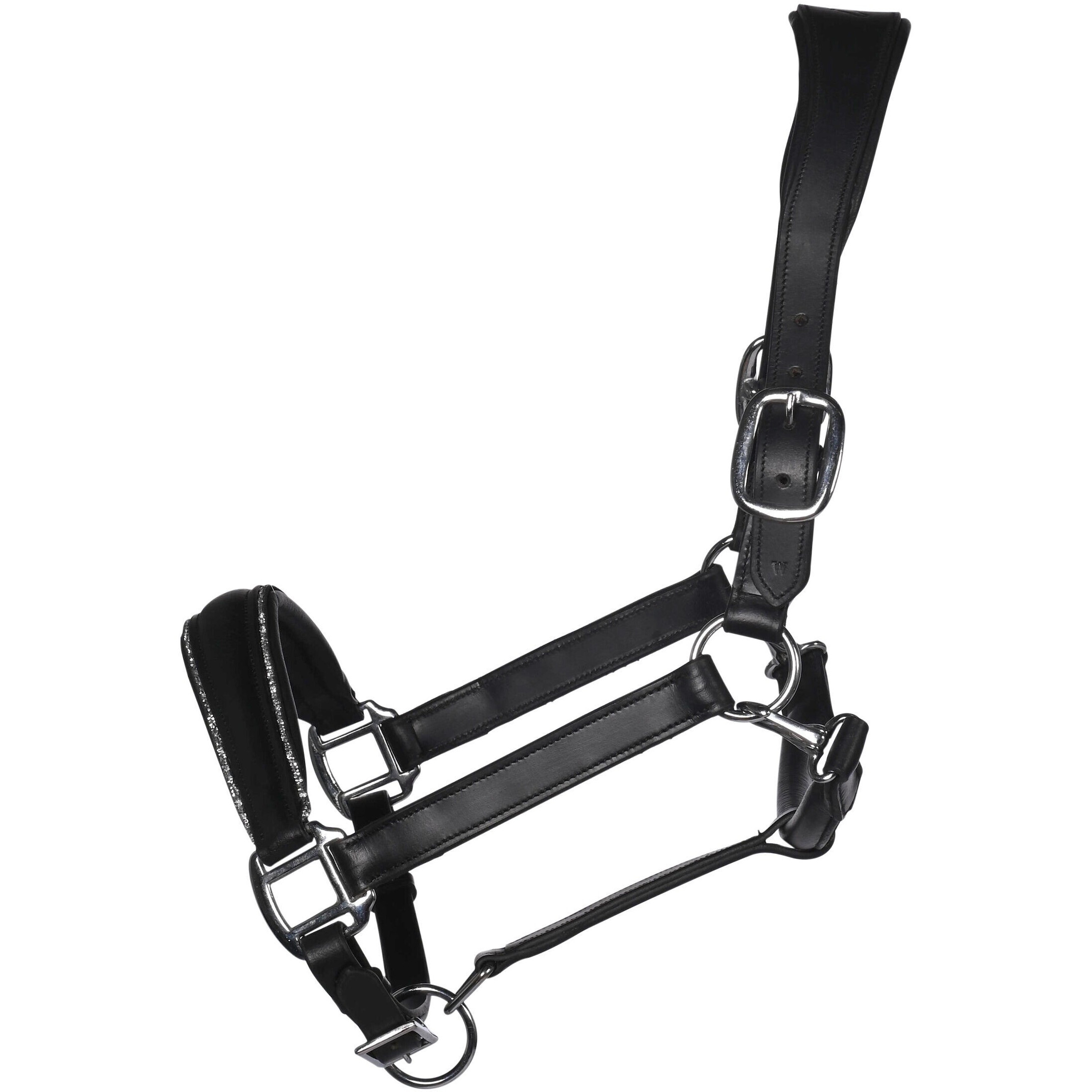 Lederhalfter GLAMOUR schwarz/silber