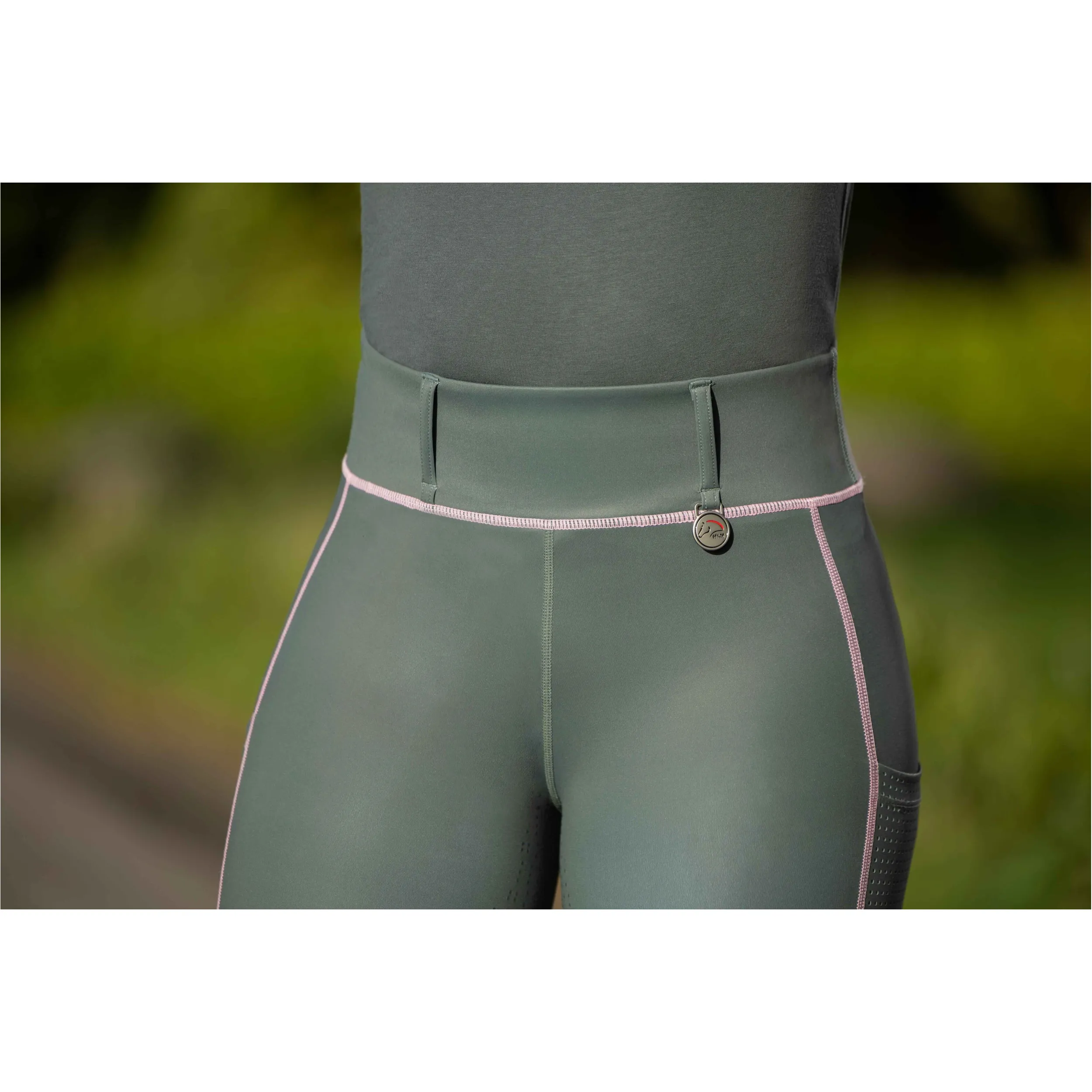 Damen Reitleggings Silikon Vollbesatz JUNA graugrün
