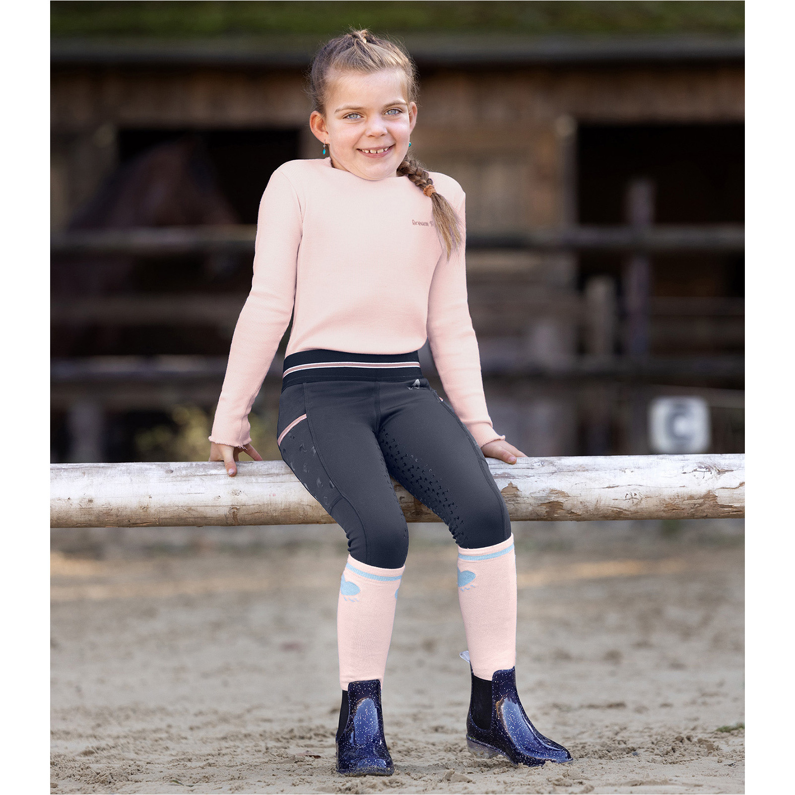 Kinder Reitsocken (3er Set) GLITTER zartrosa/mint/nachtblau