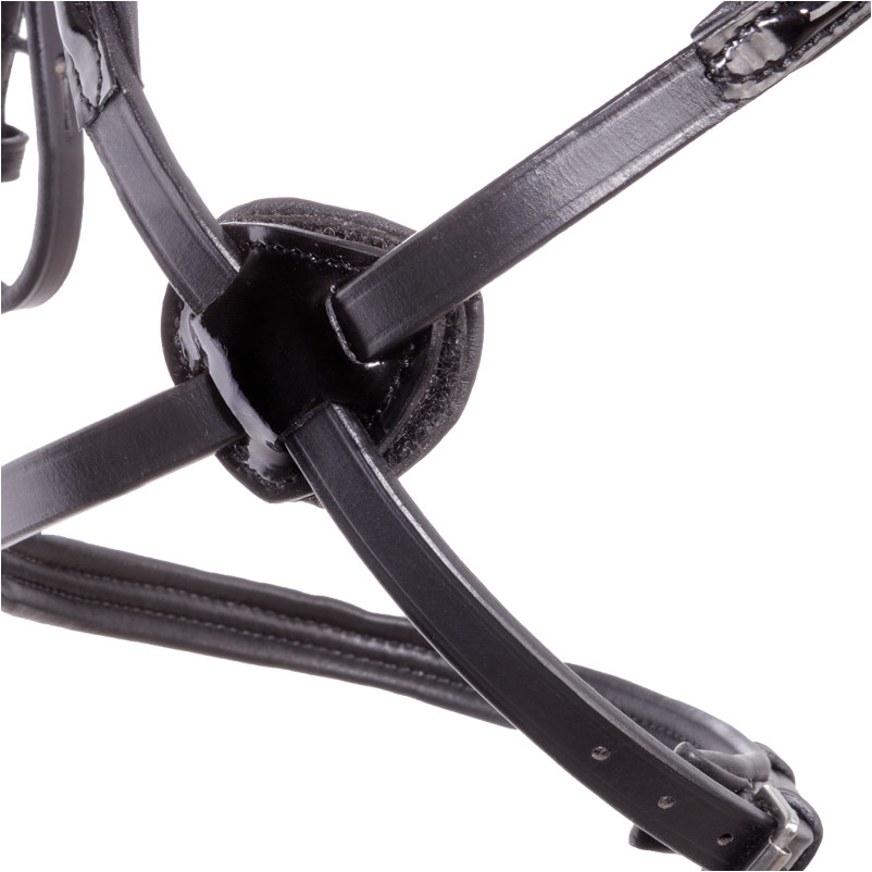 Trensenzaum mit mexikanischem Reithalfter LUCIA schwarz lack