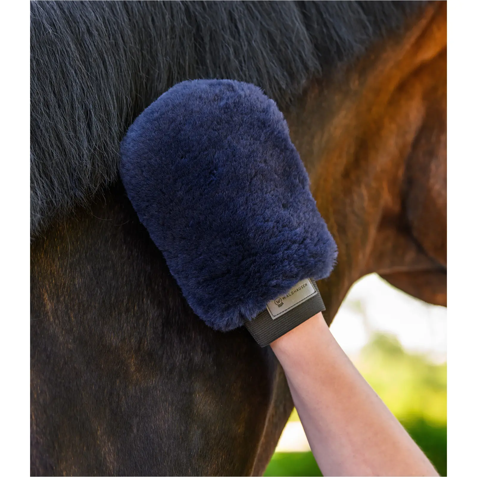 Kinder Lammfellputzhandschuh LUCKY nachtblau