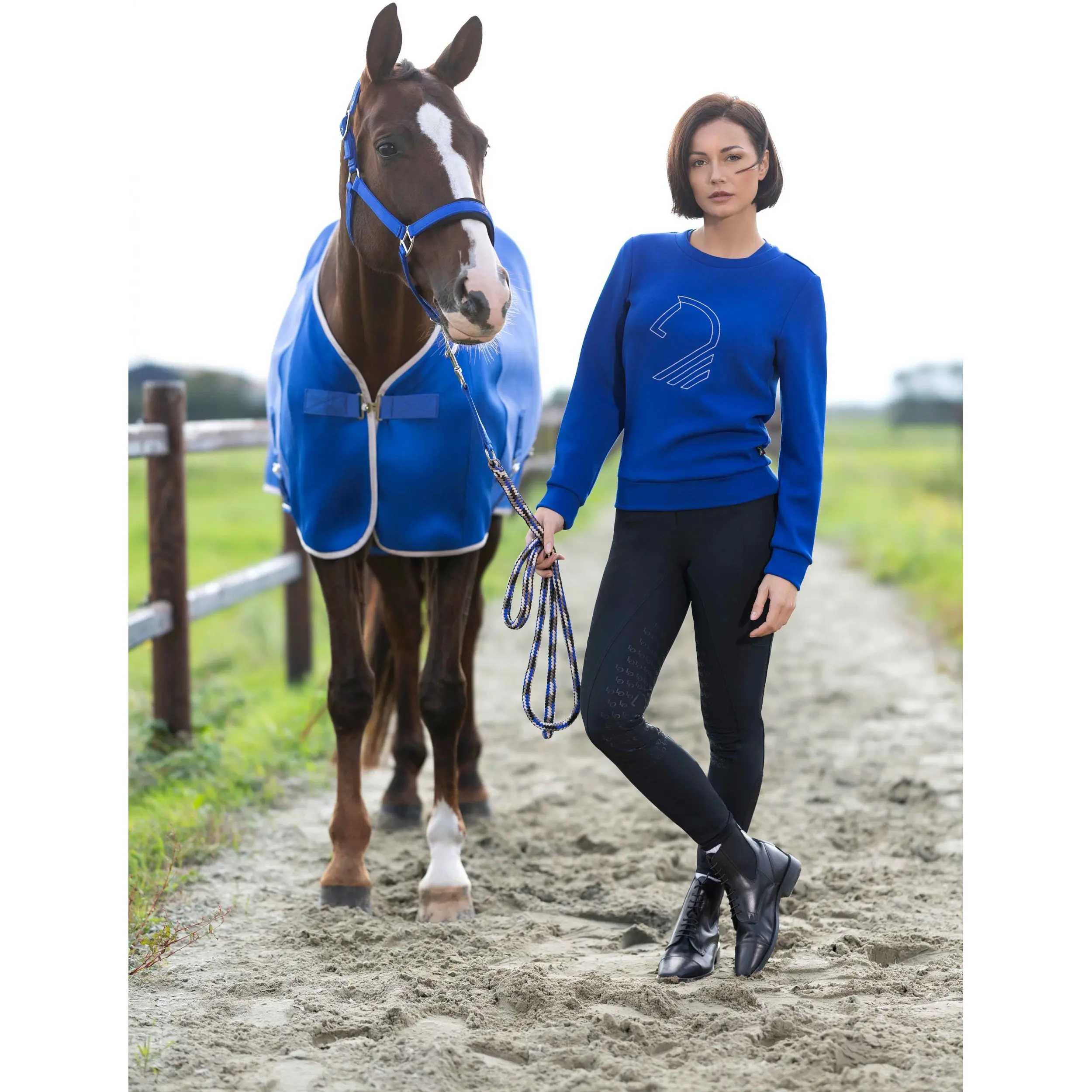 Damen Pullover LIVIGNO HORSE HEAD blau