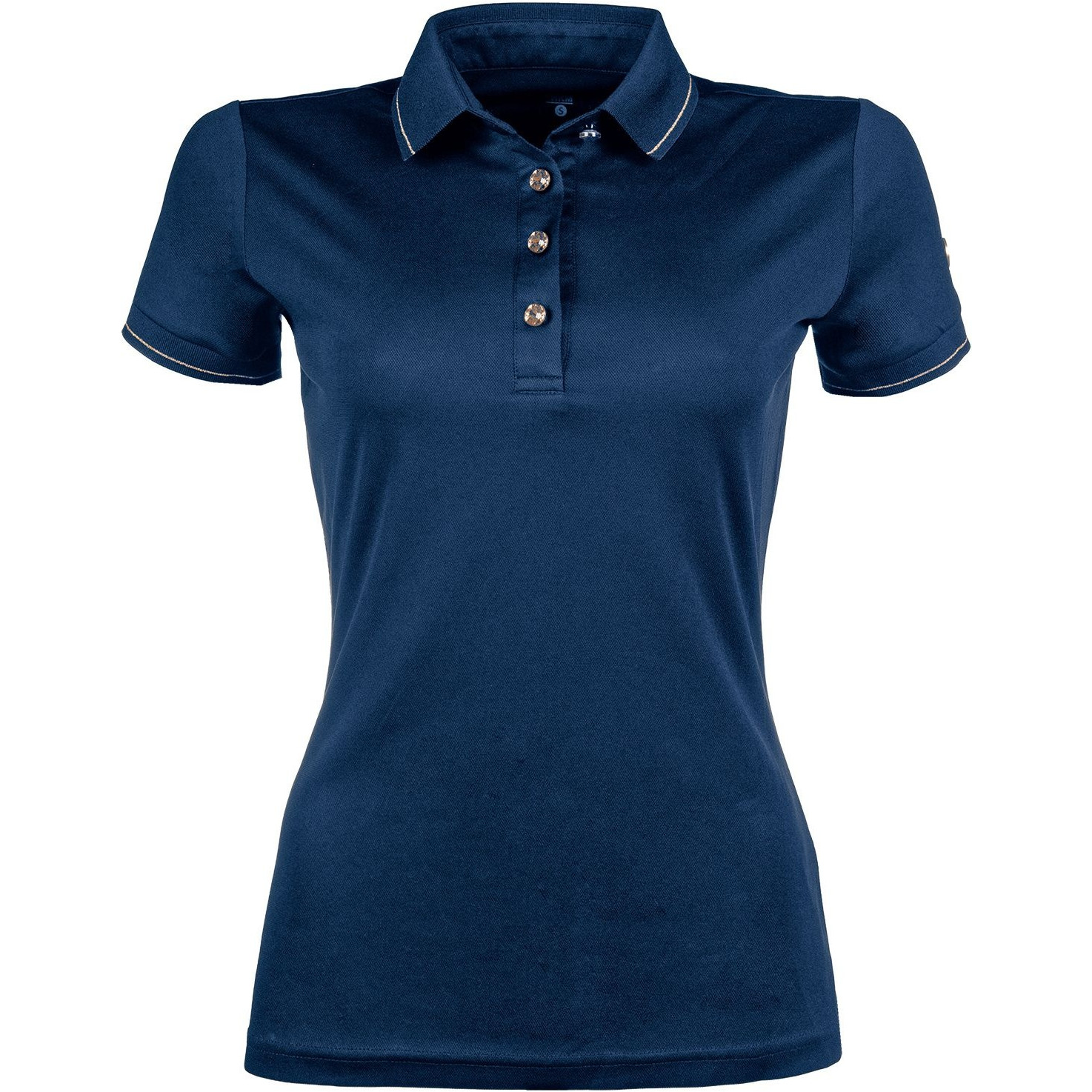 Damen Poloshirt ROSEGOLD GLAMOUR STYLE dunkelblau/rosegold