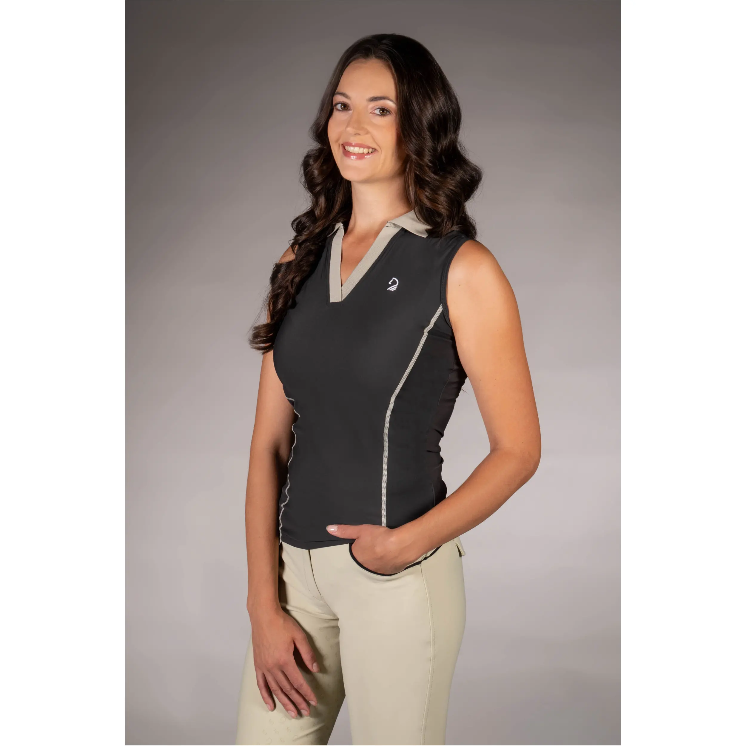 Damen Poloshirt ärmellos LIMONE schwarz