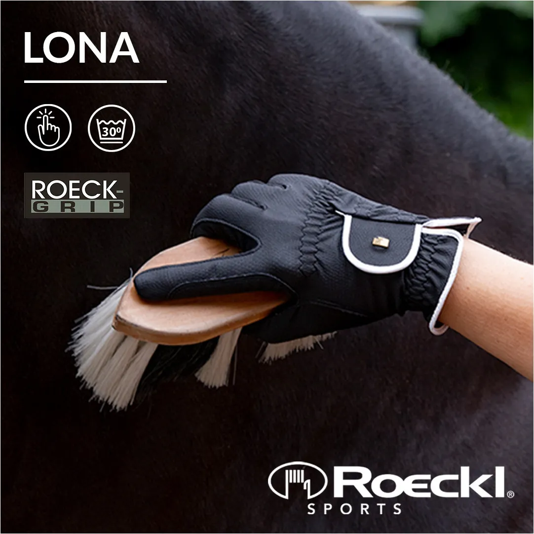Damen Reithandschuhe LONA schwarz/weiß