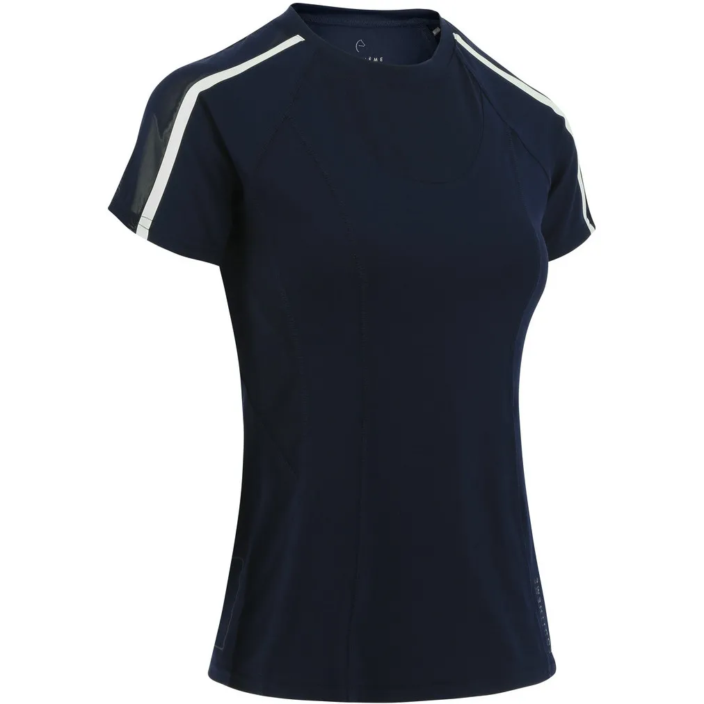 Damen T-Shirt MARION mit Mesheinsätzen marineblau