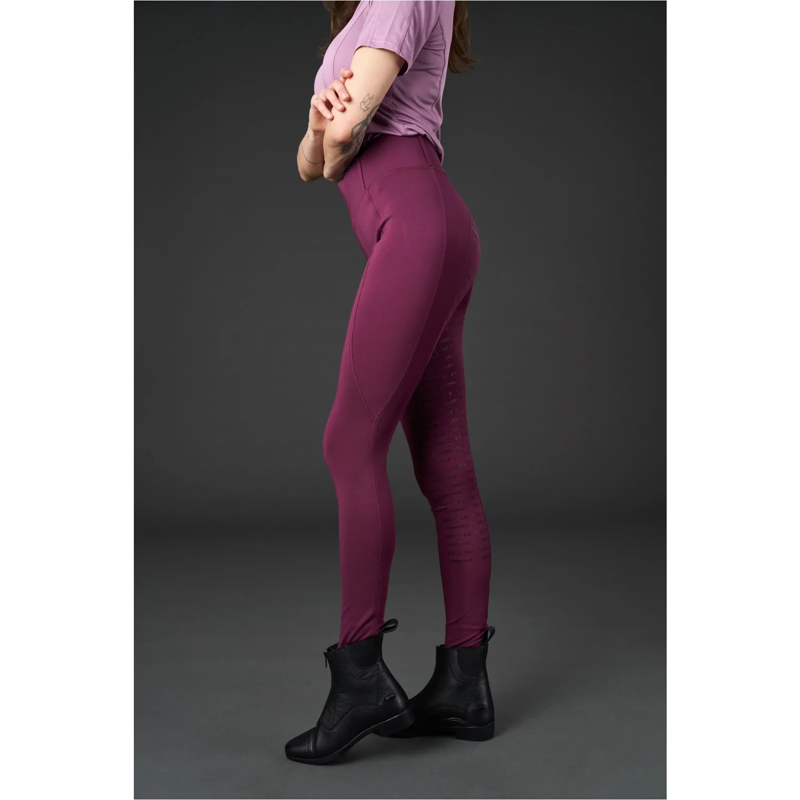 Damen Reitleggings Silikon Vollbesatz KENDRA italian plum