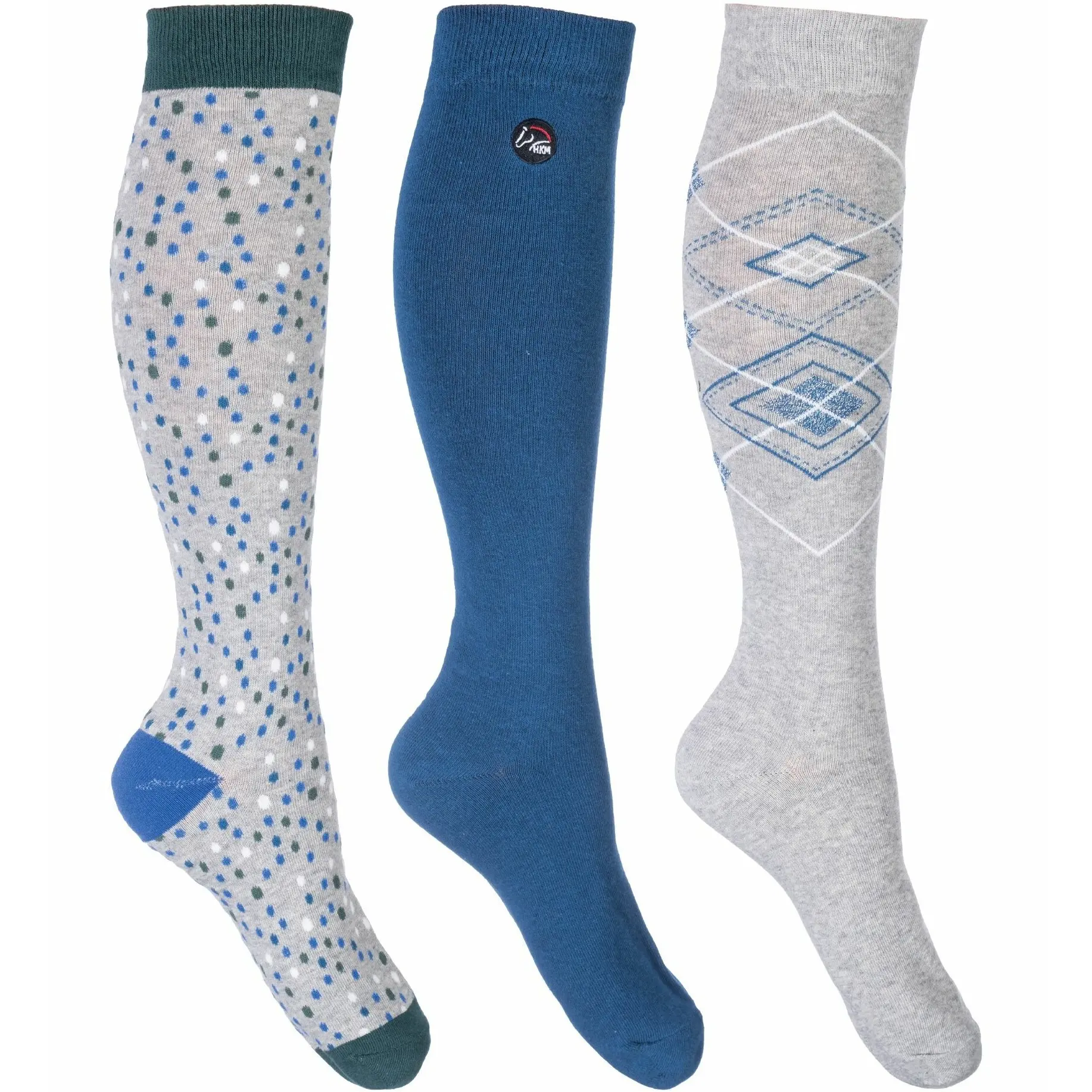 Damen Reitsocken (3er Set) FLORIDA grau/dunkelblau