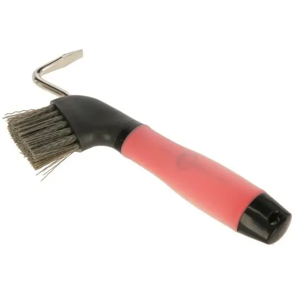 Hufkratzer inkl. Bürste mit Gelgriff rot/schwarz
